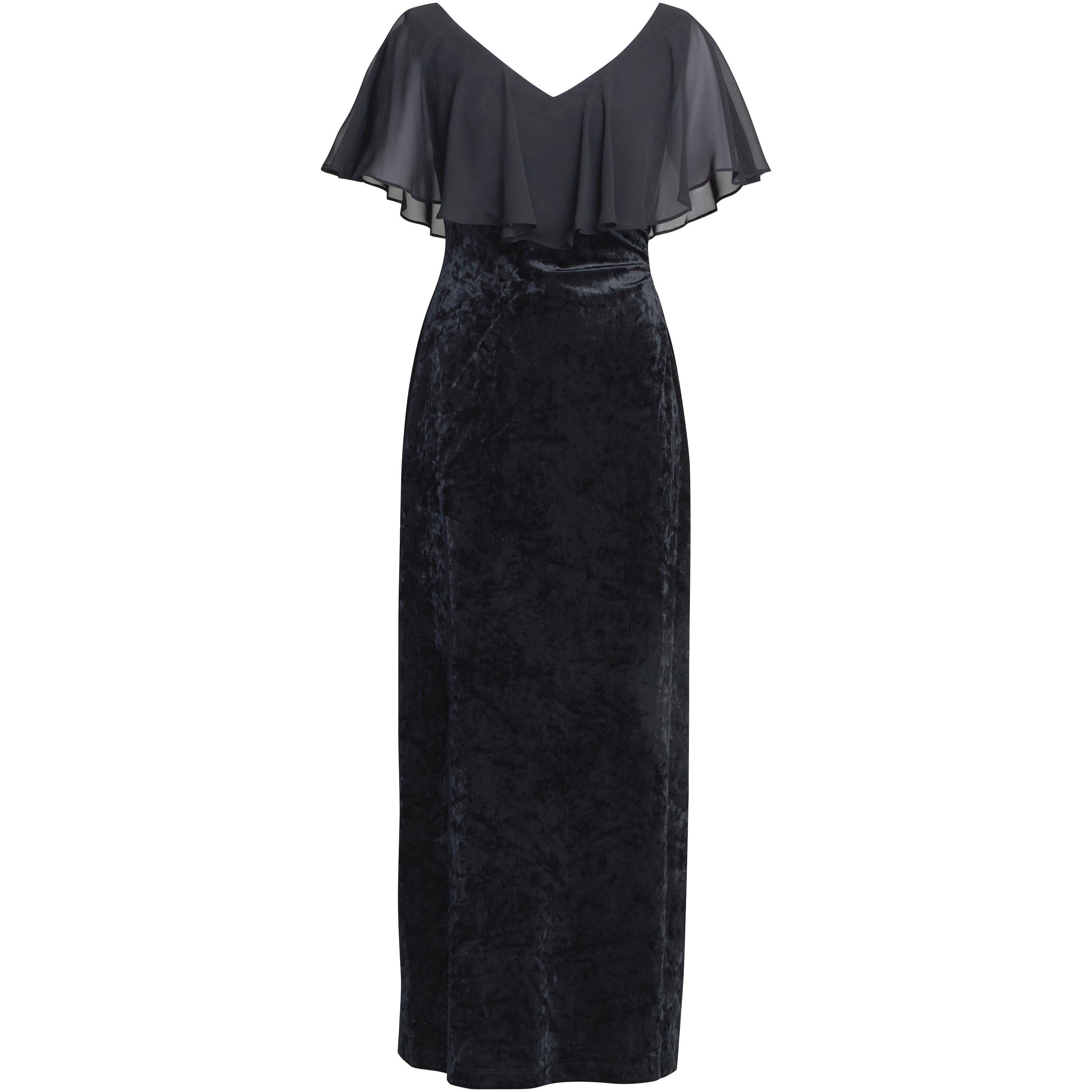Black - Gina Bacconi - Daphne Velvet Maxi Dress With Cape - 1
