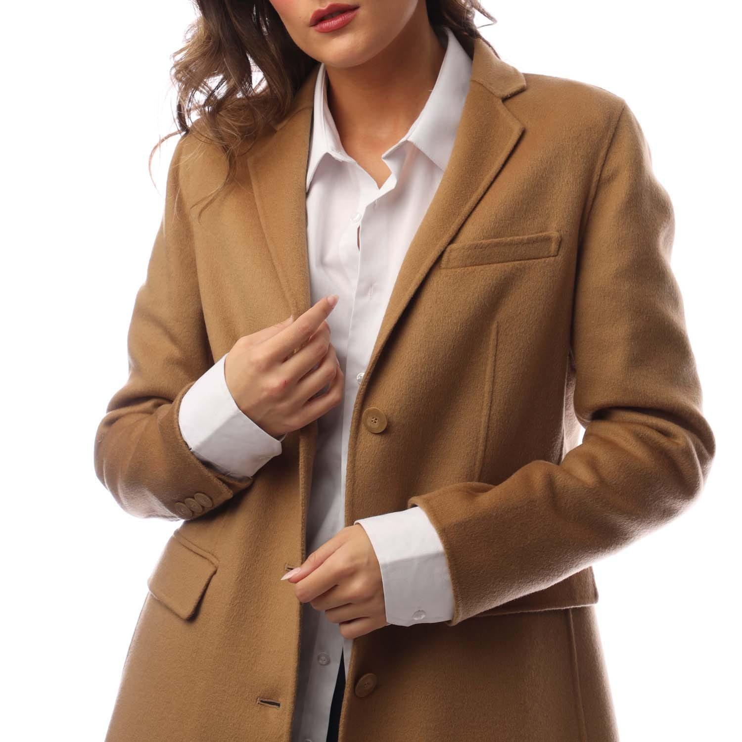 Camel - Emporio Armani - Lapelled Mid-Length Coat - 3