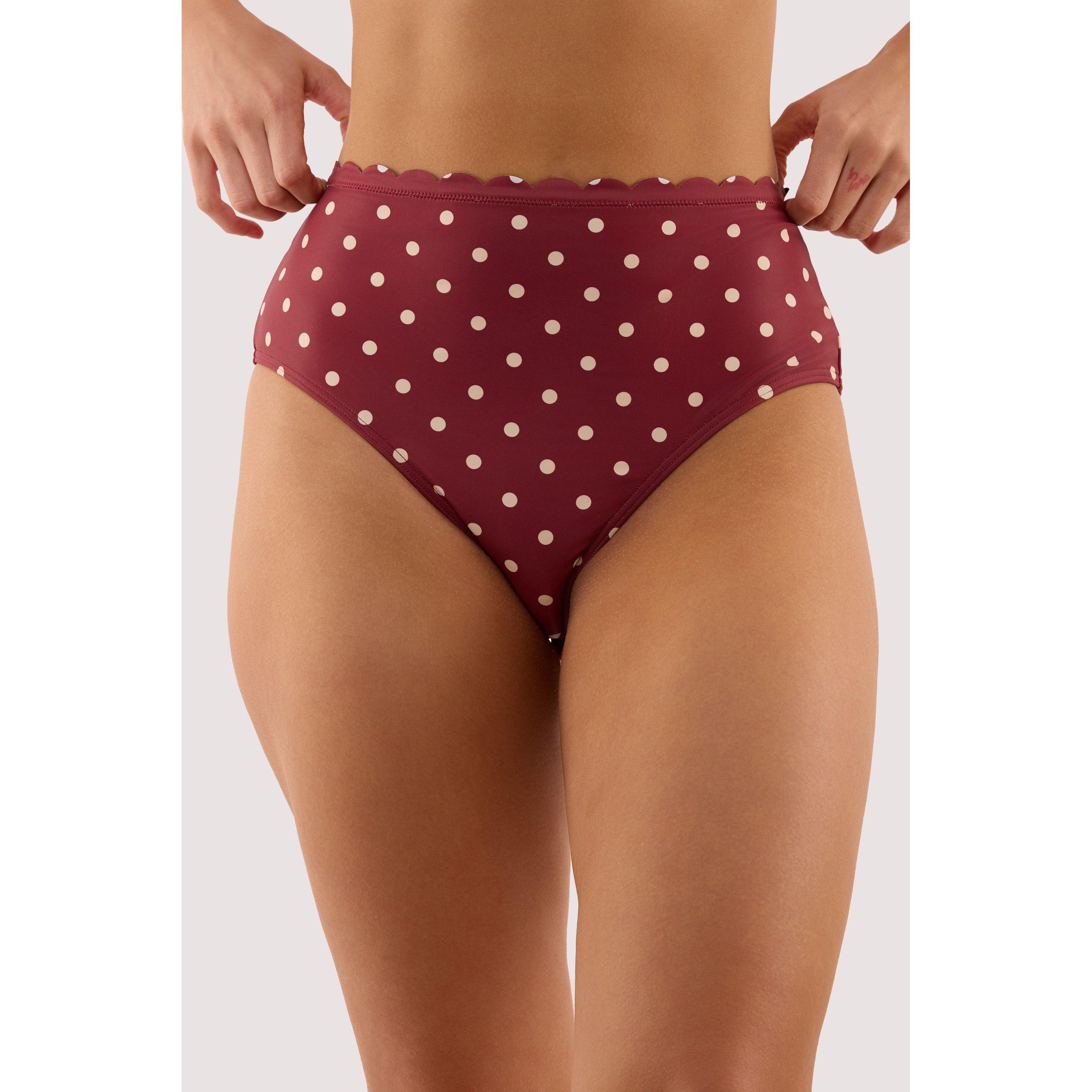 Wine - Peek and Beau - Hazel Wine Spot High Waist Bikini Brief - 1