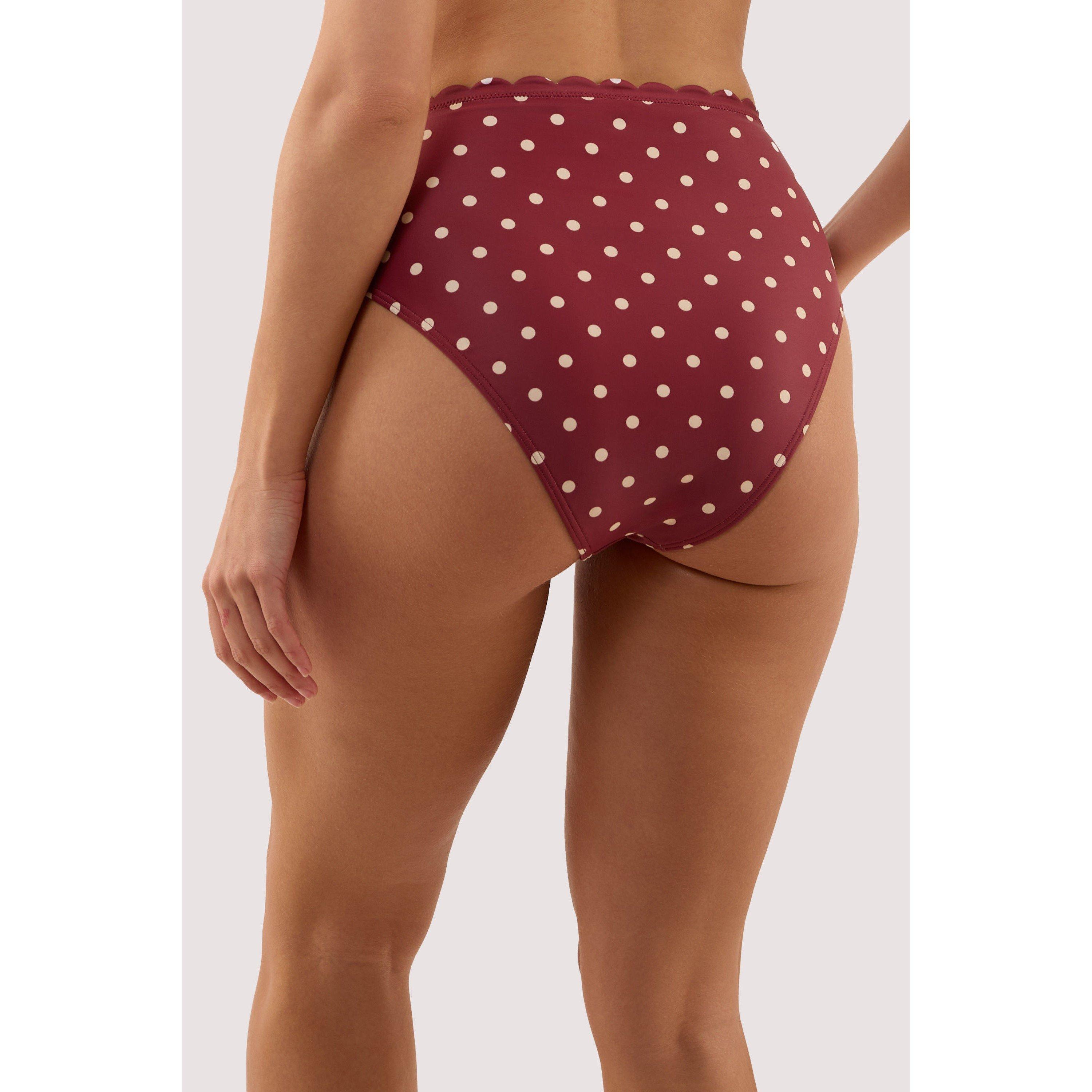 Wine - Peek and Beau - Hazel Wine Spot High Waist Bikini Brief - 2