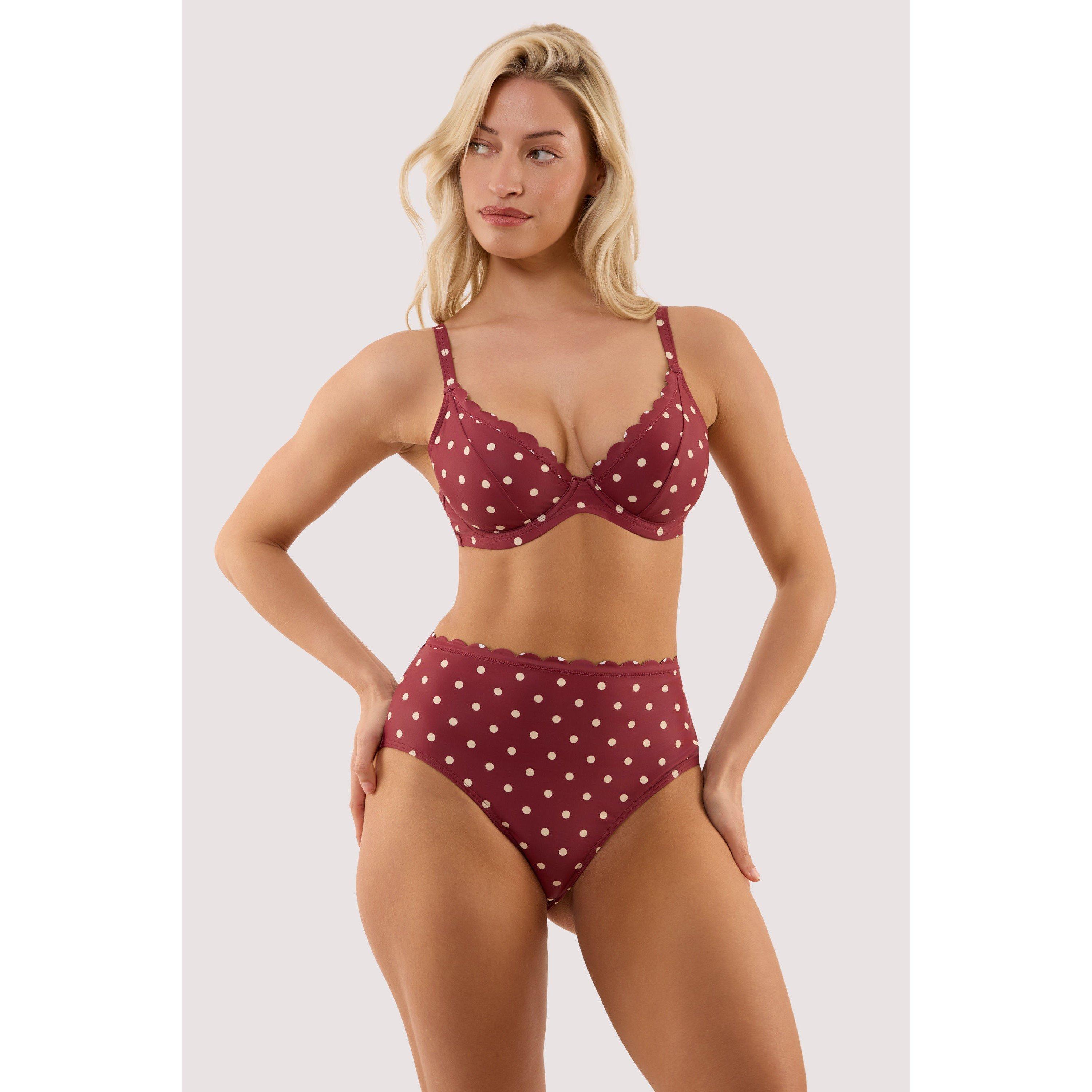Wine - Peek and Beau - Hazel Wine Spot High Waist Bikini Brief - 3