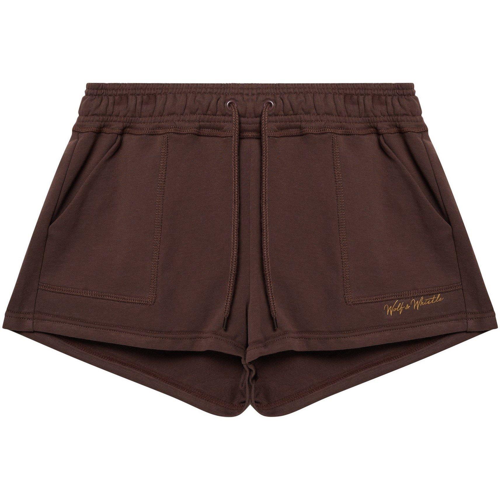 Brown - Wolf and Whistle - Brown Tie Waist Curve Shorts - 4