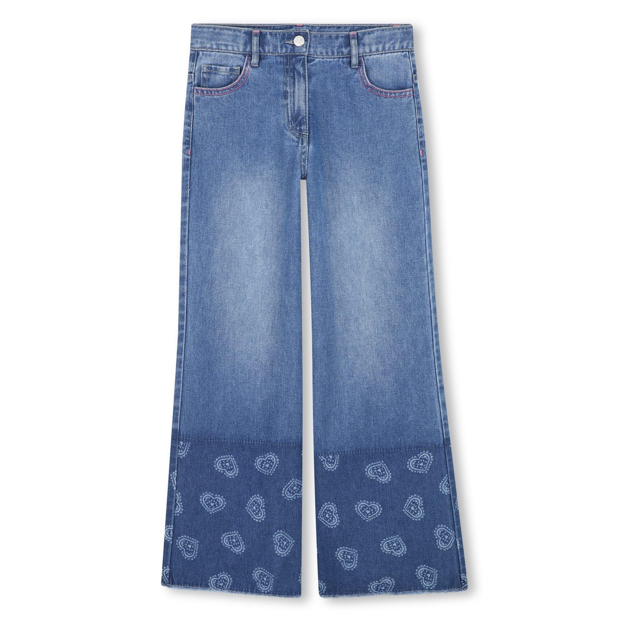 Stone Wash - Billieblush - Kids' Pattern Wide Leg Jeans - 1