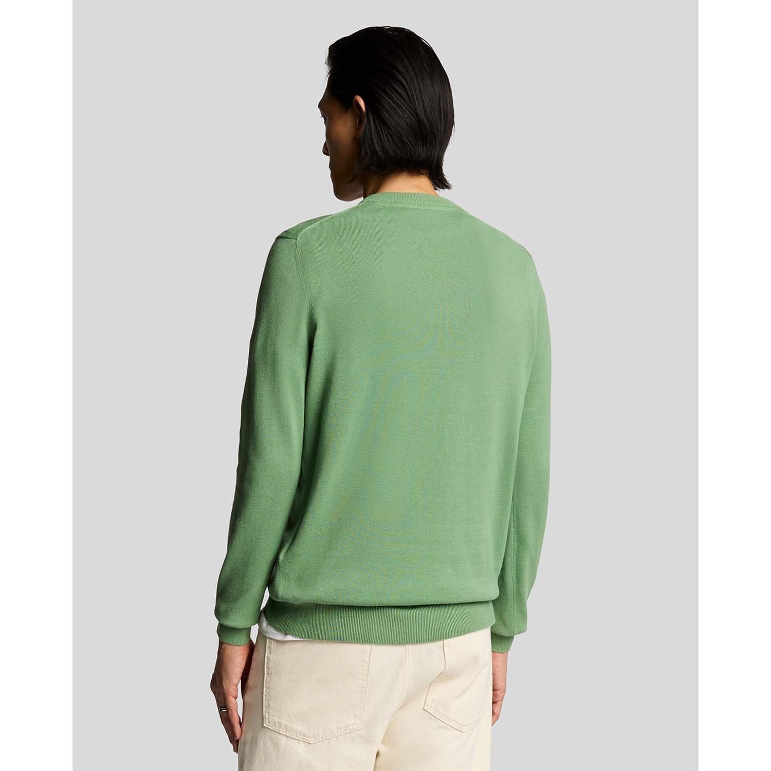 Green - Lyle and Scott - Cotton Crew Neck Jumper - 3