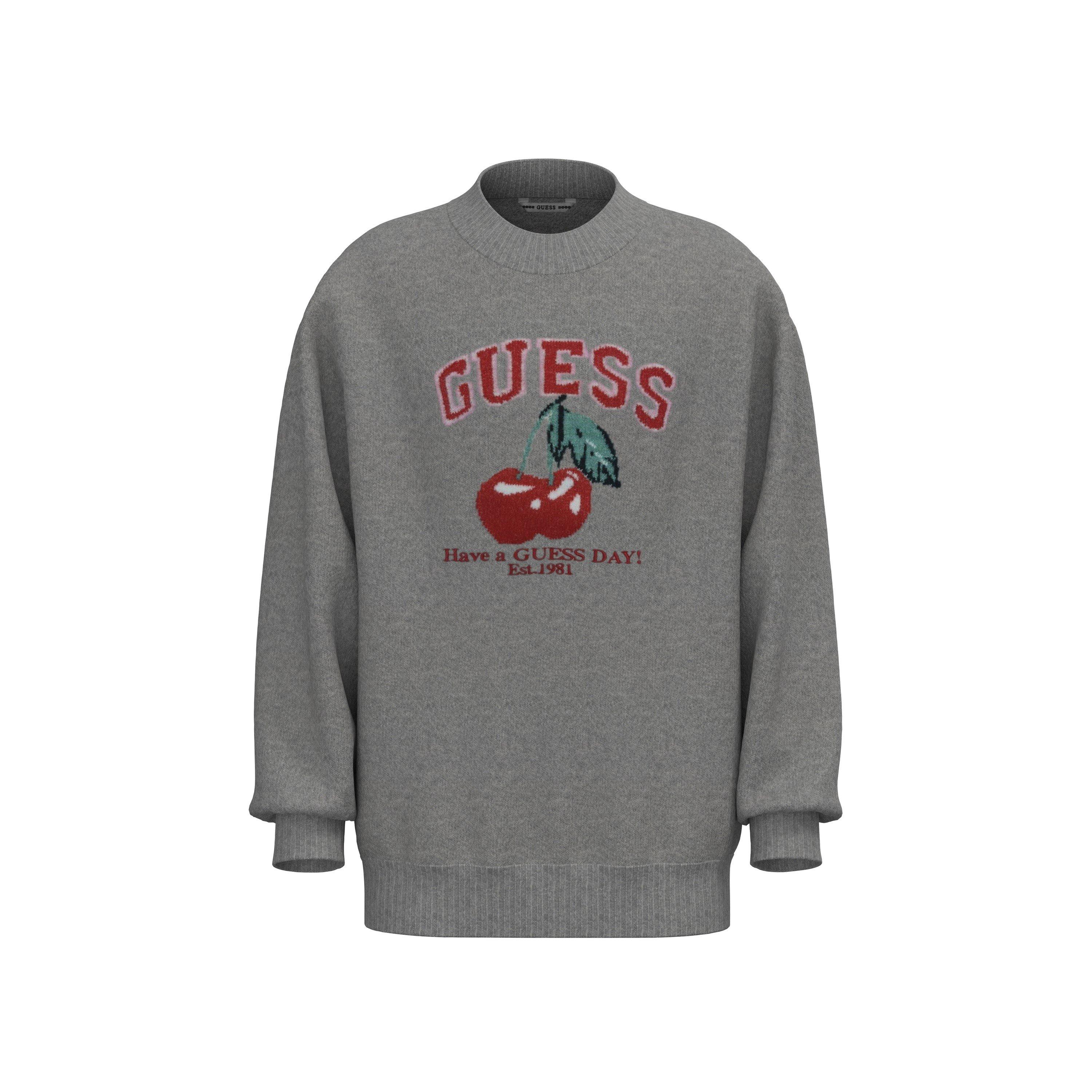 Guess Kids' Cherry Crew Neck Jumper - Heather H9C9 - Size 12 Yrs