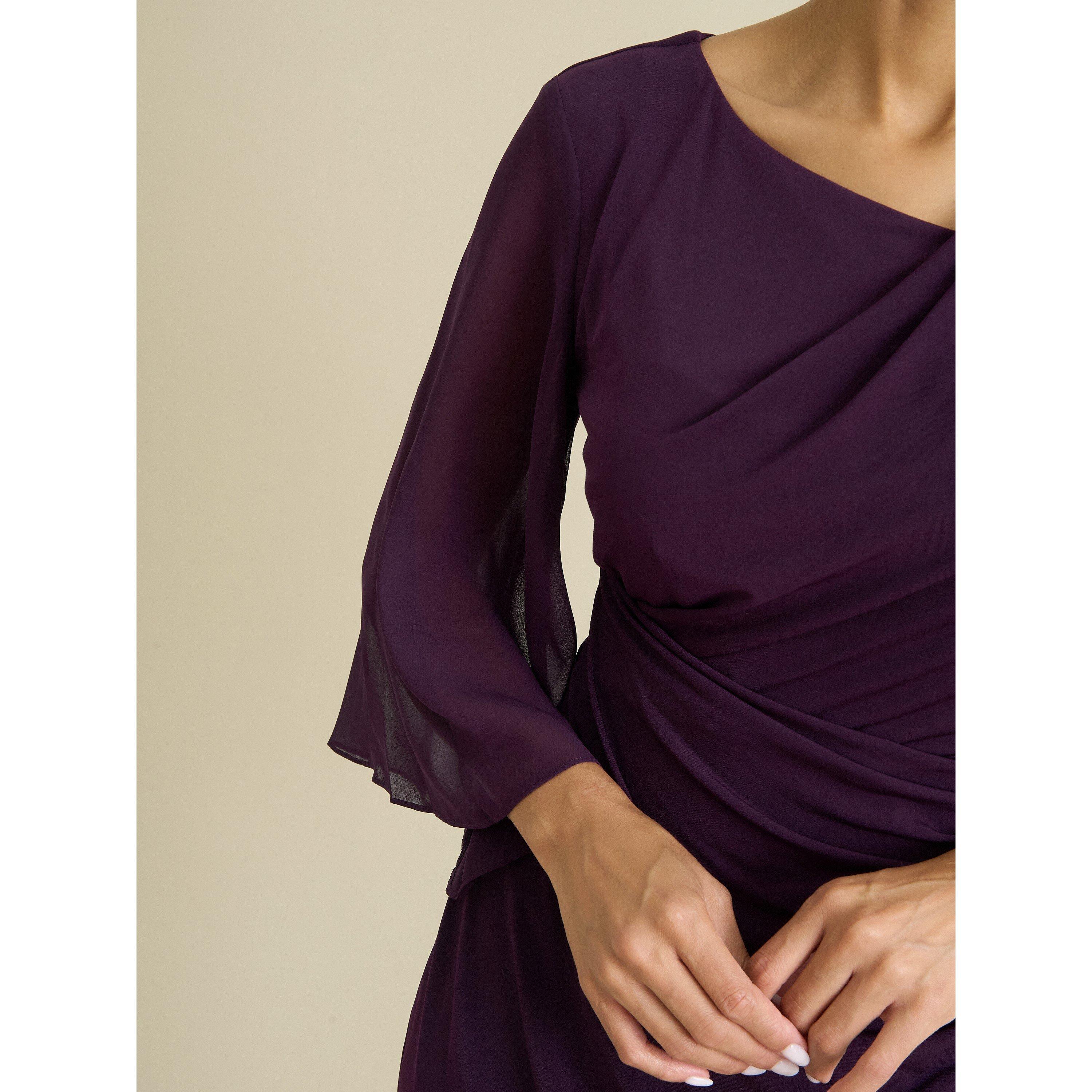 Aubergine - Gina Bacconi - Jo Draped Jersey Dress - 4