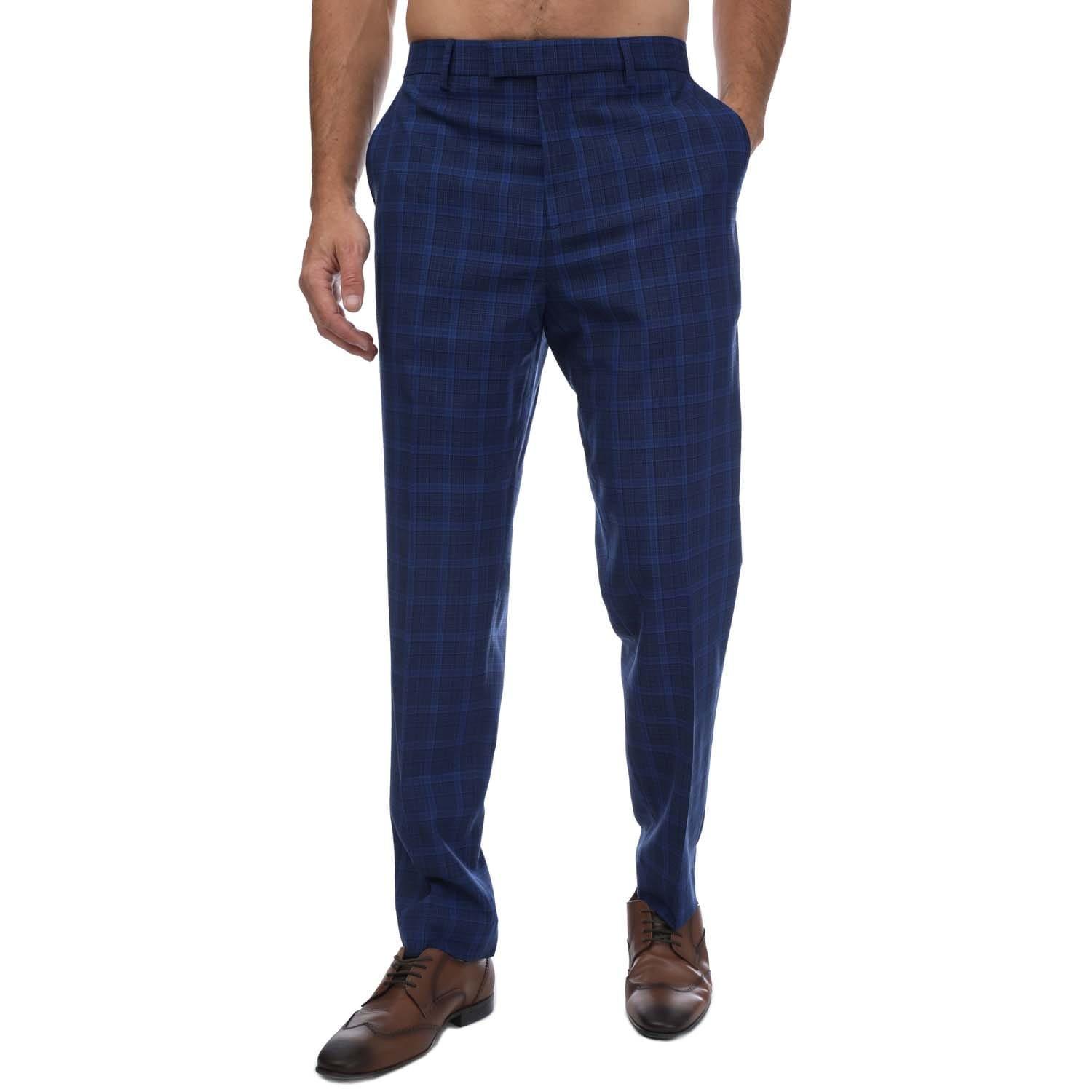 Blue - Ted Baker - Apollot Slim Fit Check Trousers - 1
