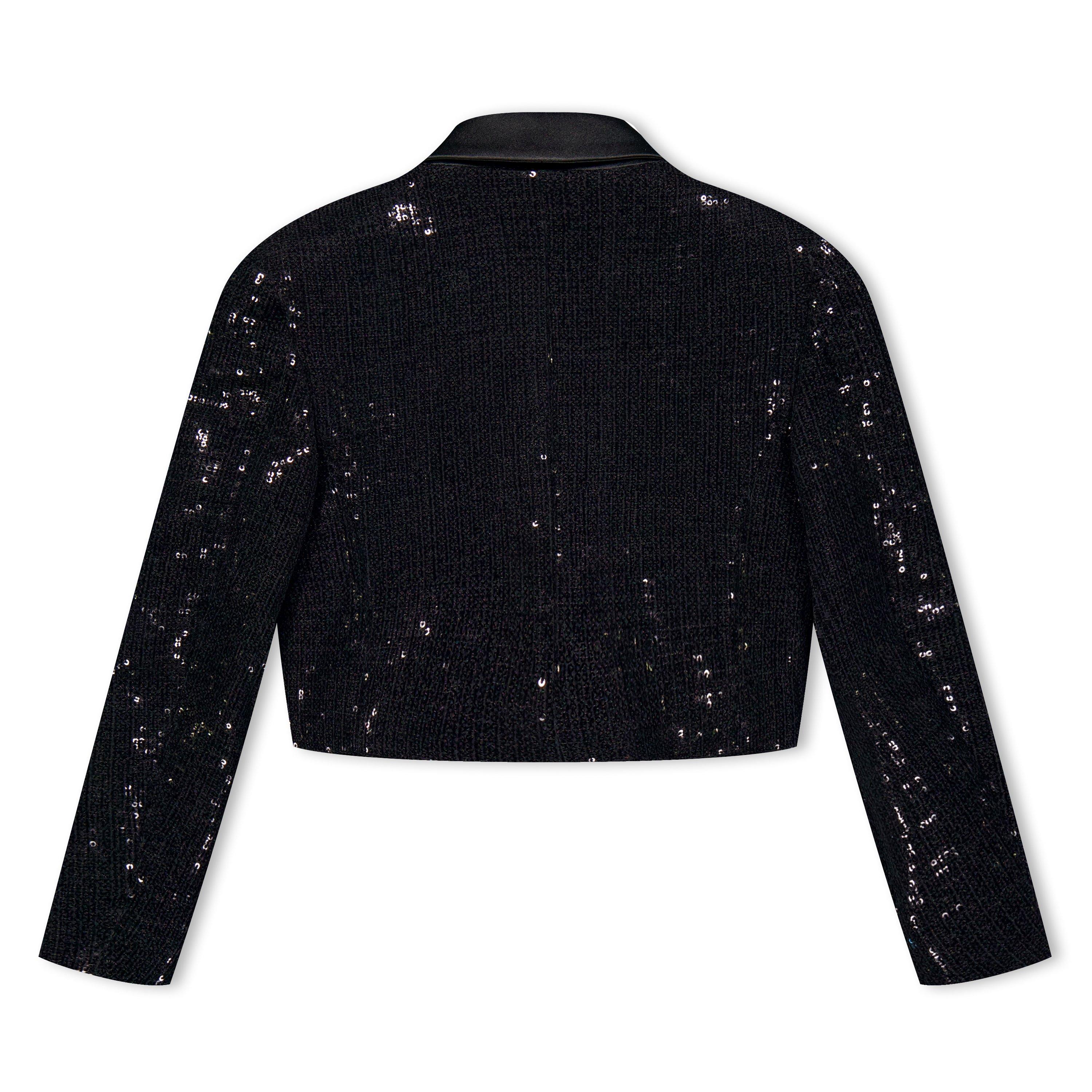black/gold - Balmain - Kids' Cropped Sequin Quilted Jacket - 2
