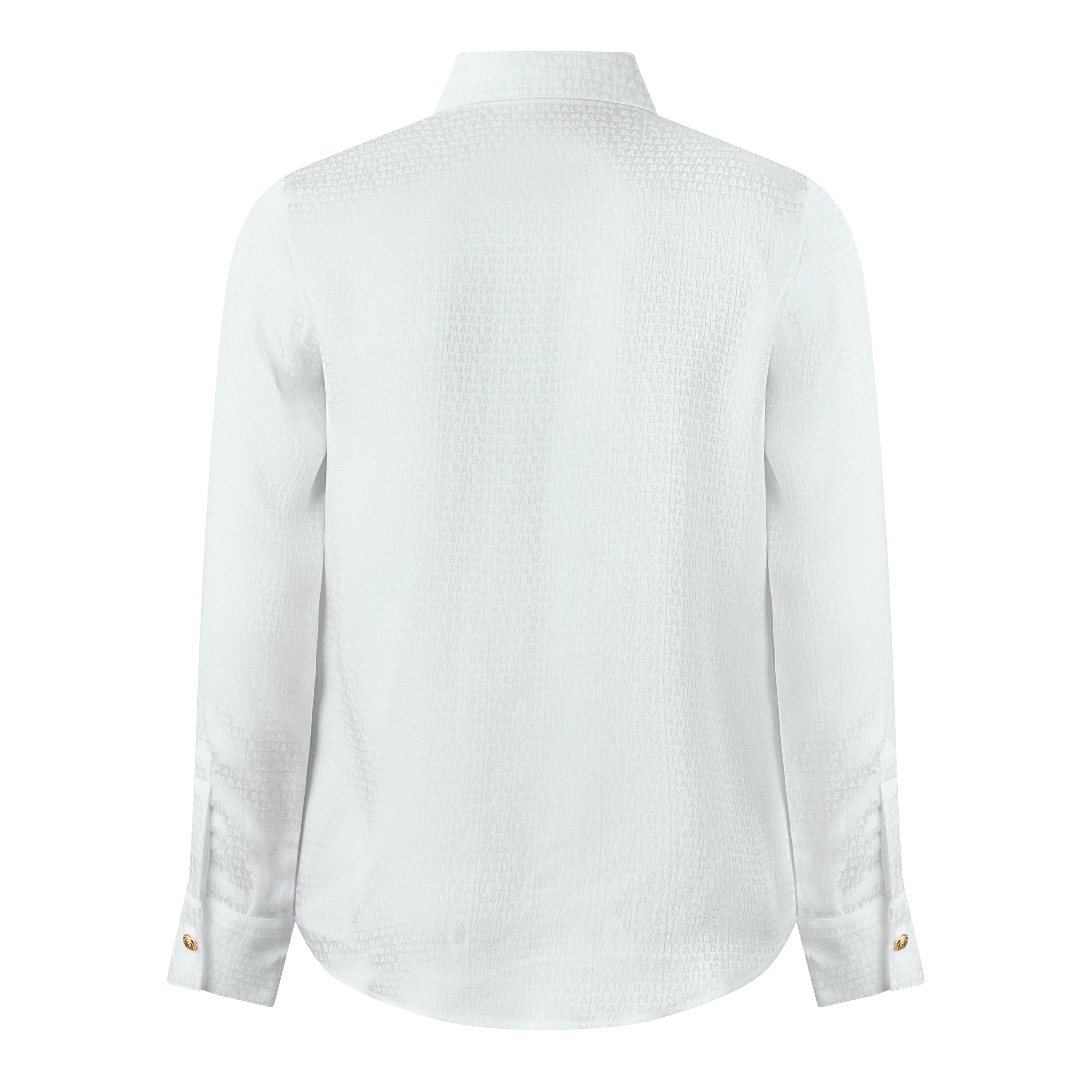 white - Balmain - Kids' Long-Sleeve Oxford Shirt - 2