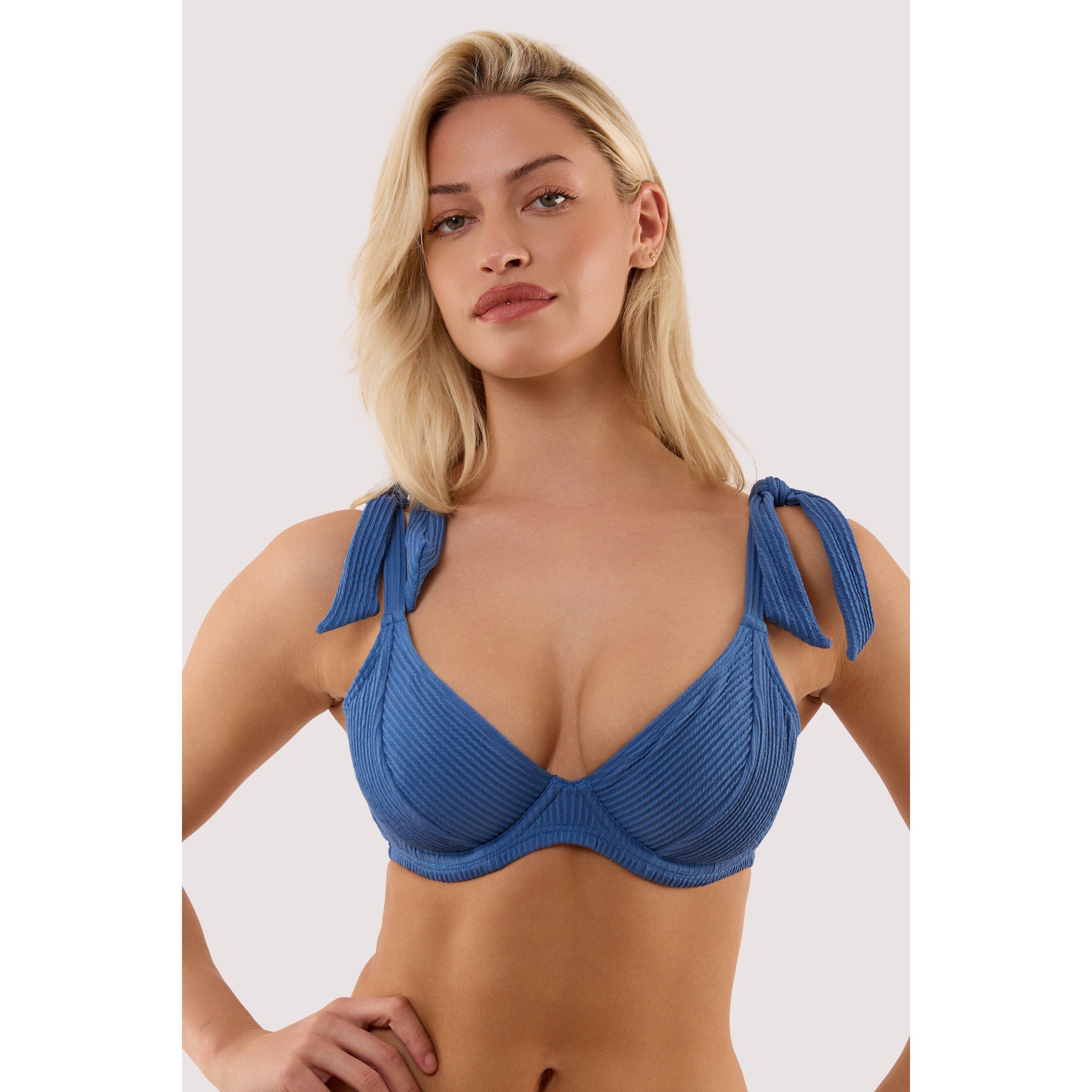 Blue - Peek and Beau - Hattie Blue Crinkle Underwired Bikini Top - 2