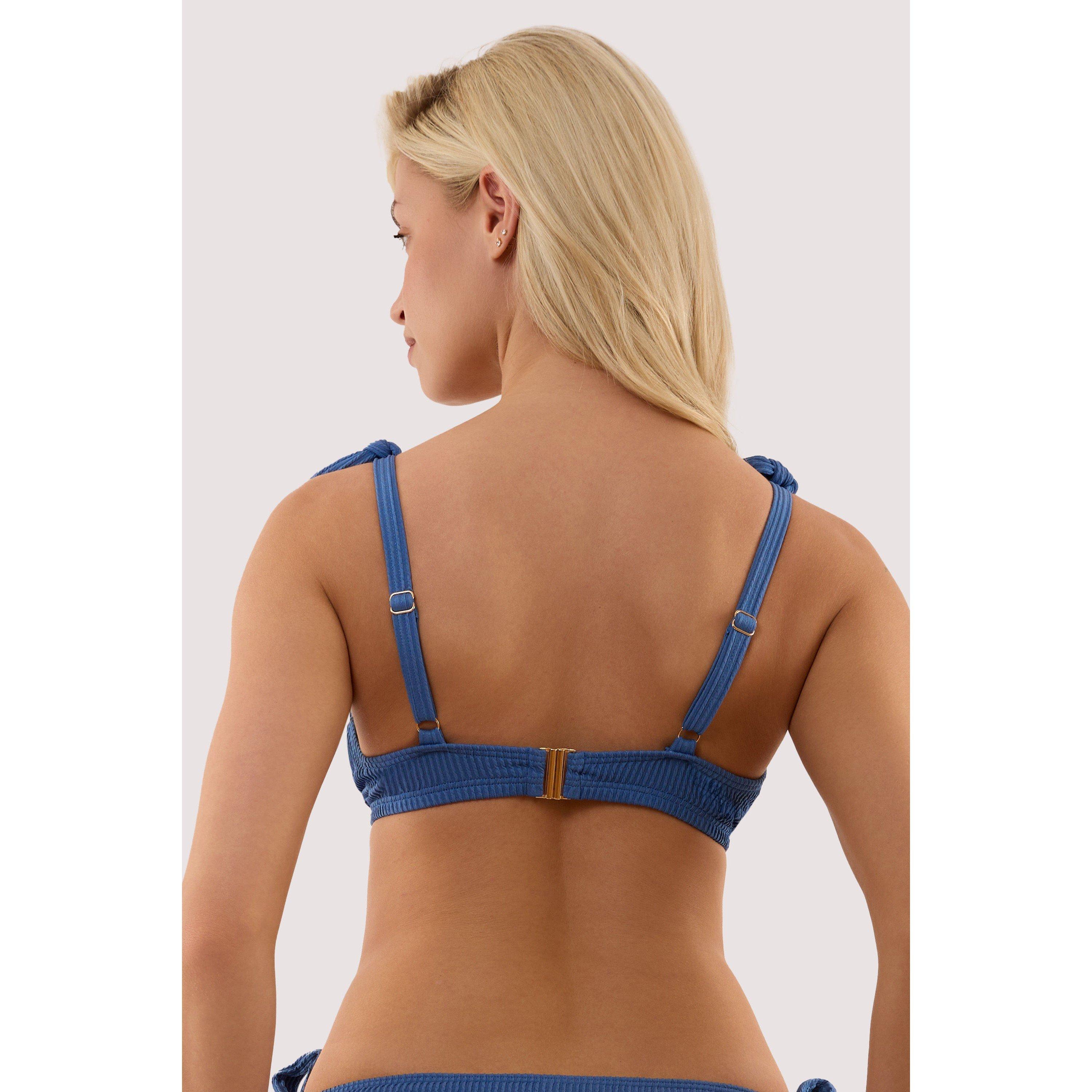 Blue - Peek and Beau - Hattie Blue Crinkle Underwired Bikini Top - 3