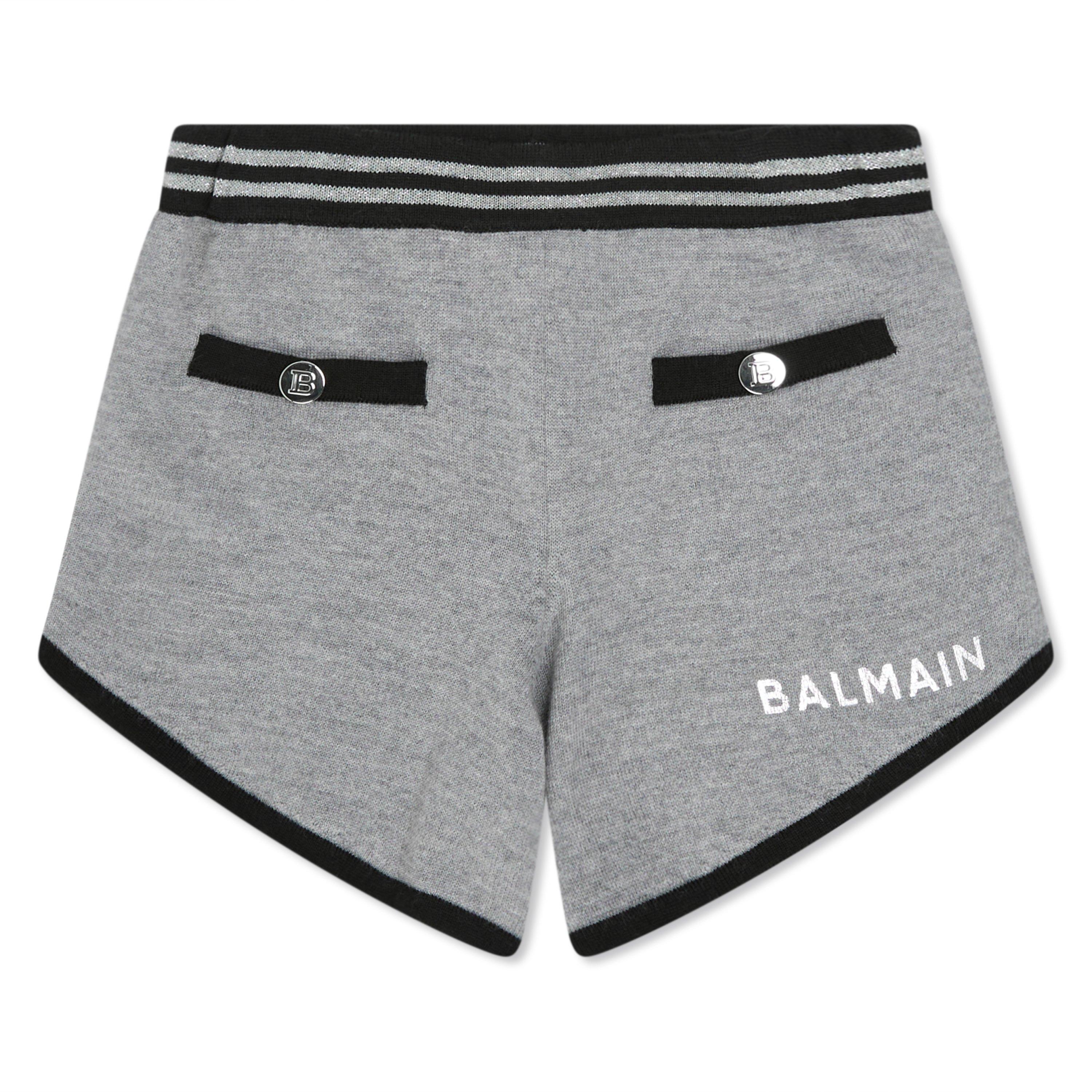 Grey - Balmain - Kids' Logo Print Knitted Trousers - 1