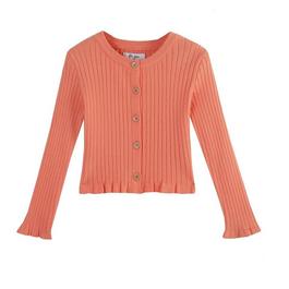 Be You Studio Younger Girl Ribbed Cardigan Coral