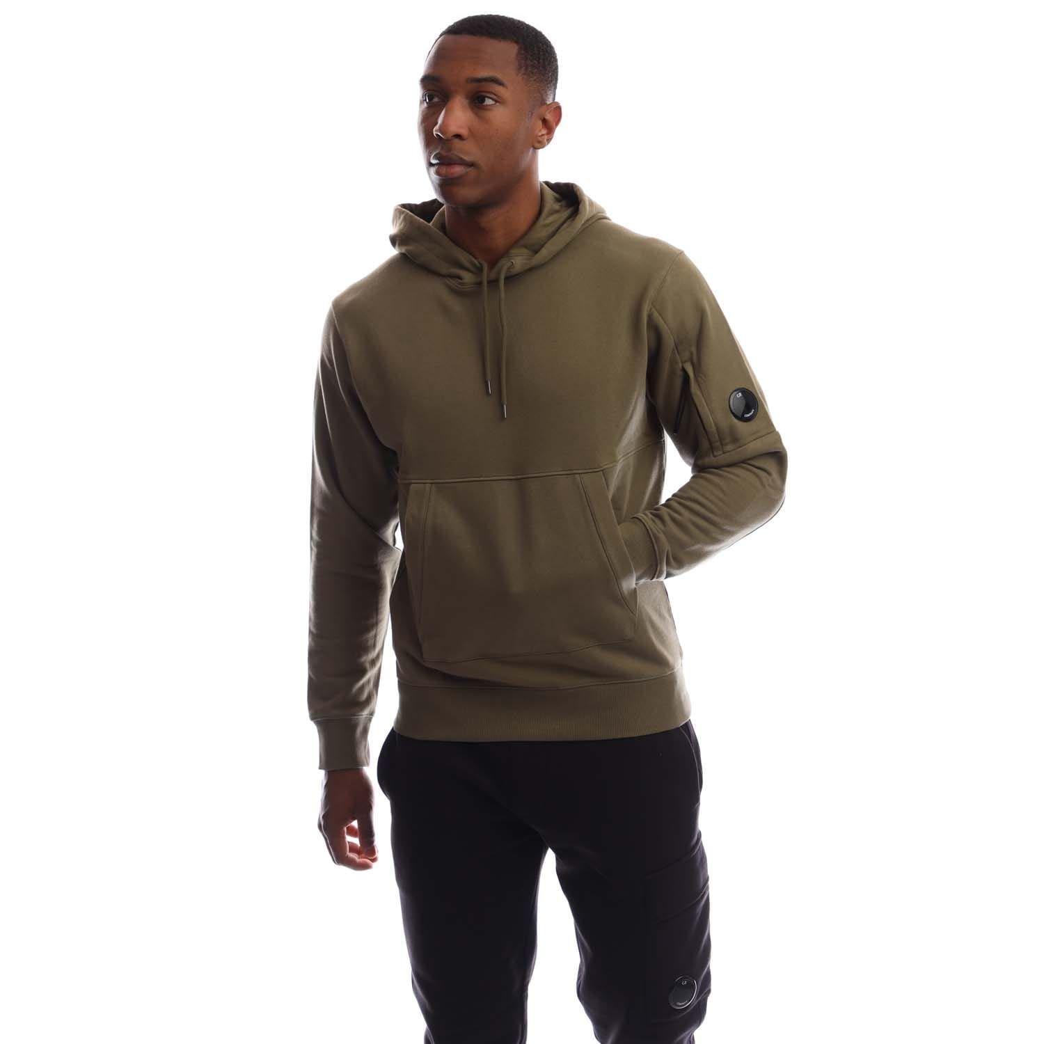 CP Company Diagonal Raised Fleece Lens Hoodie - Green - XL