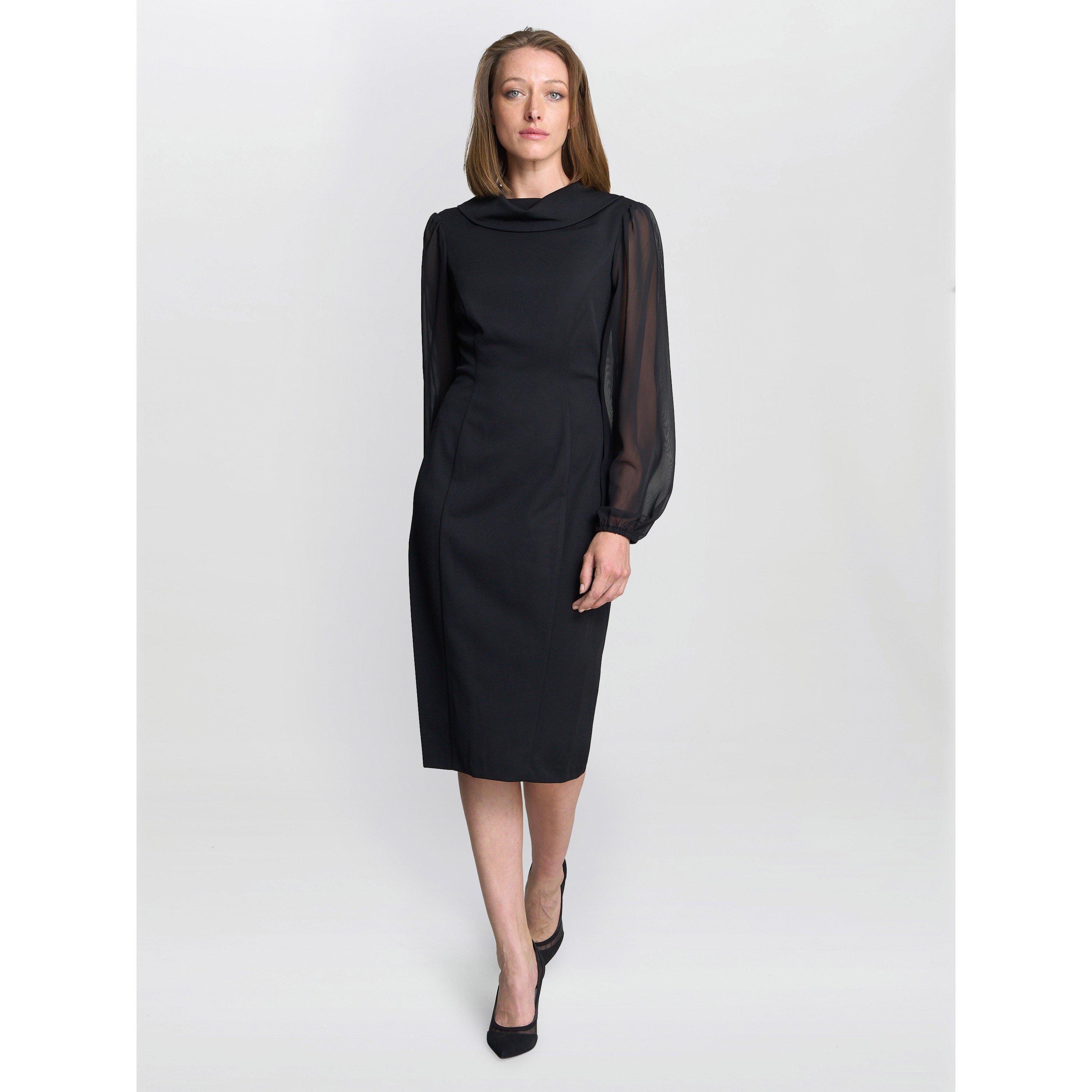 Black - Gina Bacconi - Gabby Structured Midi Dress - 2