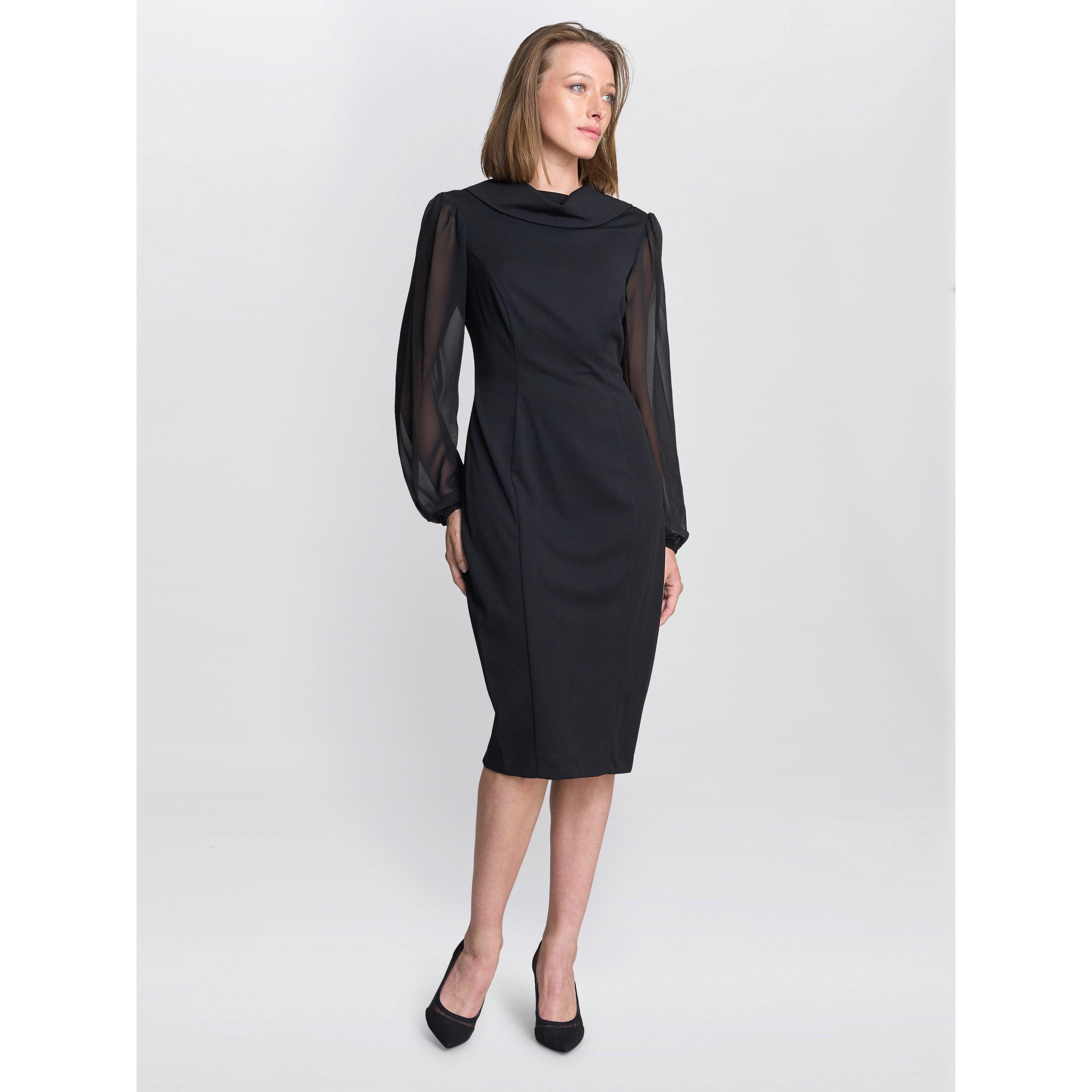 Black - Gina Bacconi - Gabby Structured Midi Dress - 4