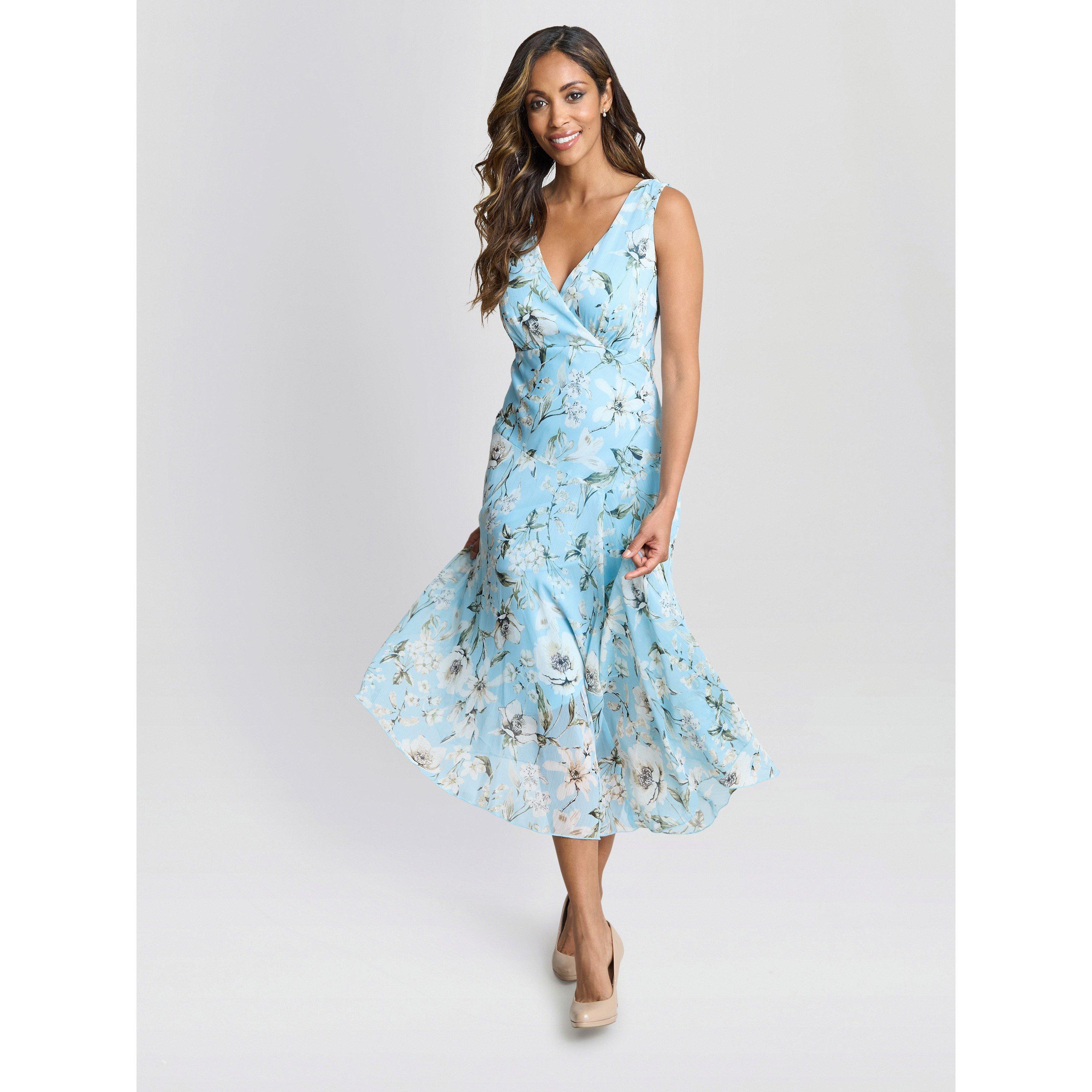 Aqua - Gina Bacconi - Cressida Floral Print Chiffon Dress - 6