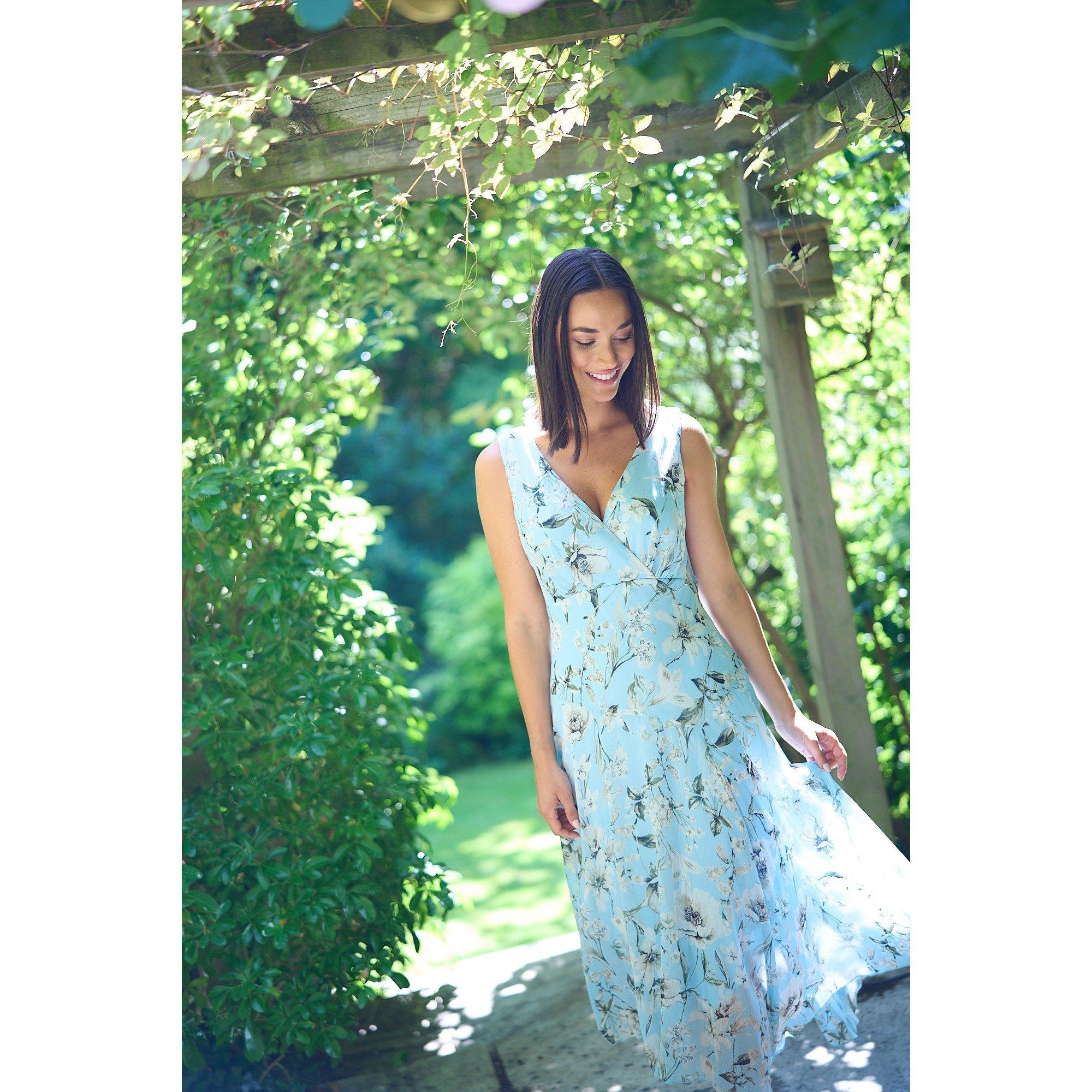 Aqua - Gina Bacconi - Cressida Floral Print Chiffon Dress - 8