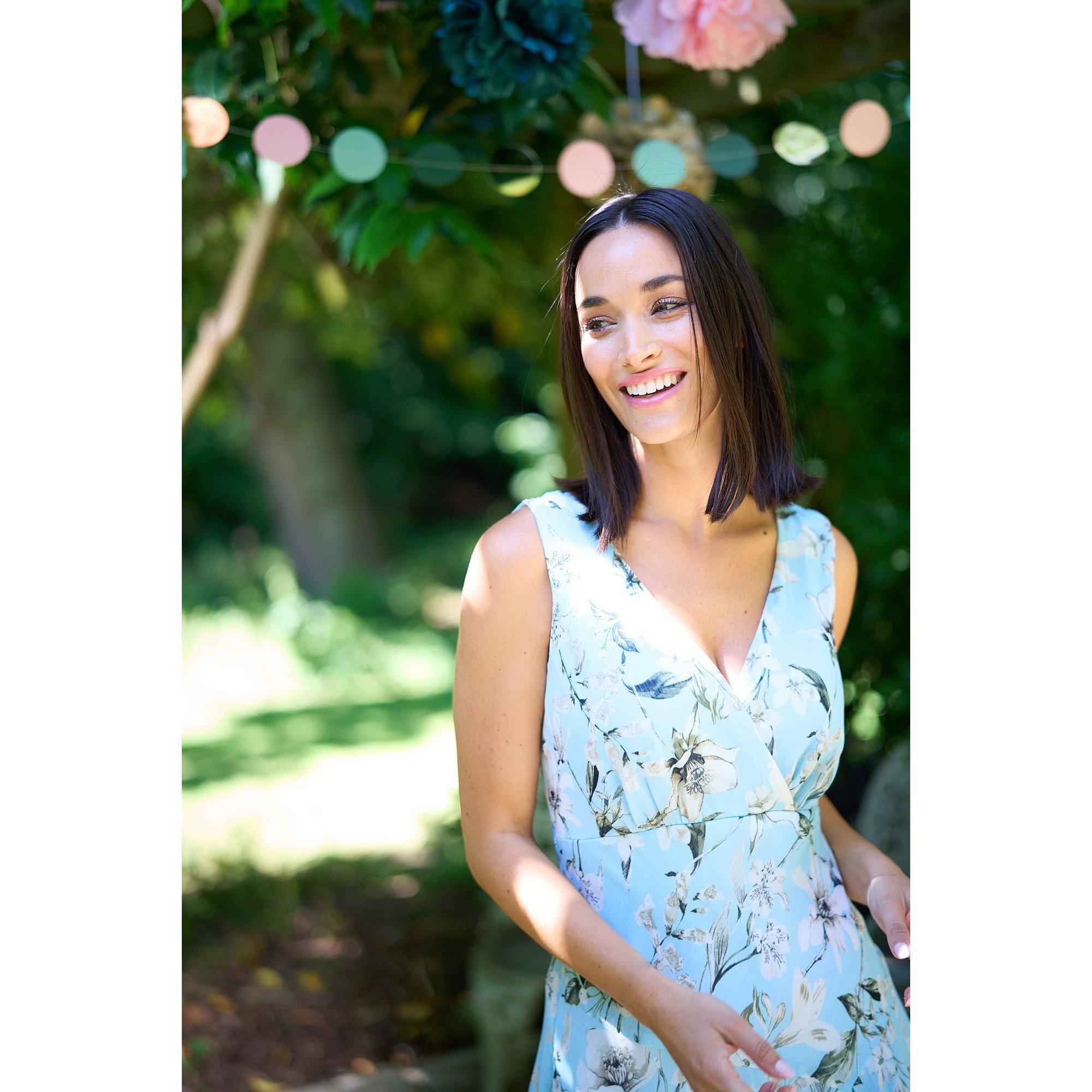 Aqua - Gina Bacconi - Cressida Floral Print Chiffon Dress - 9