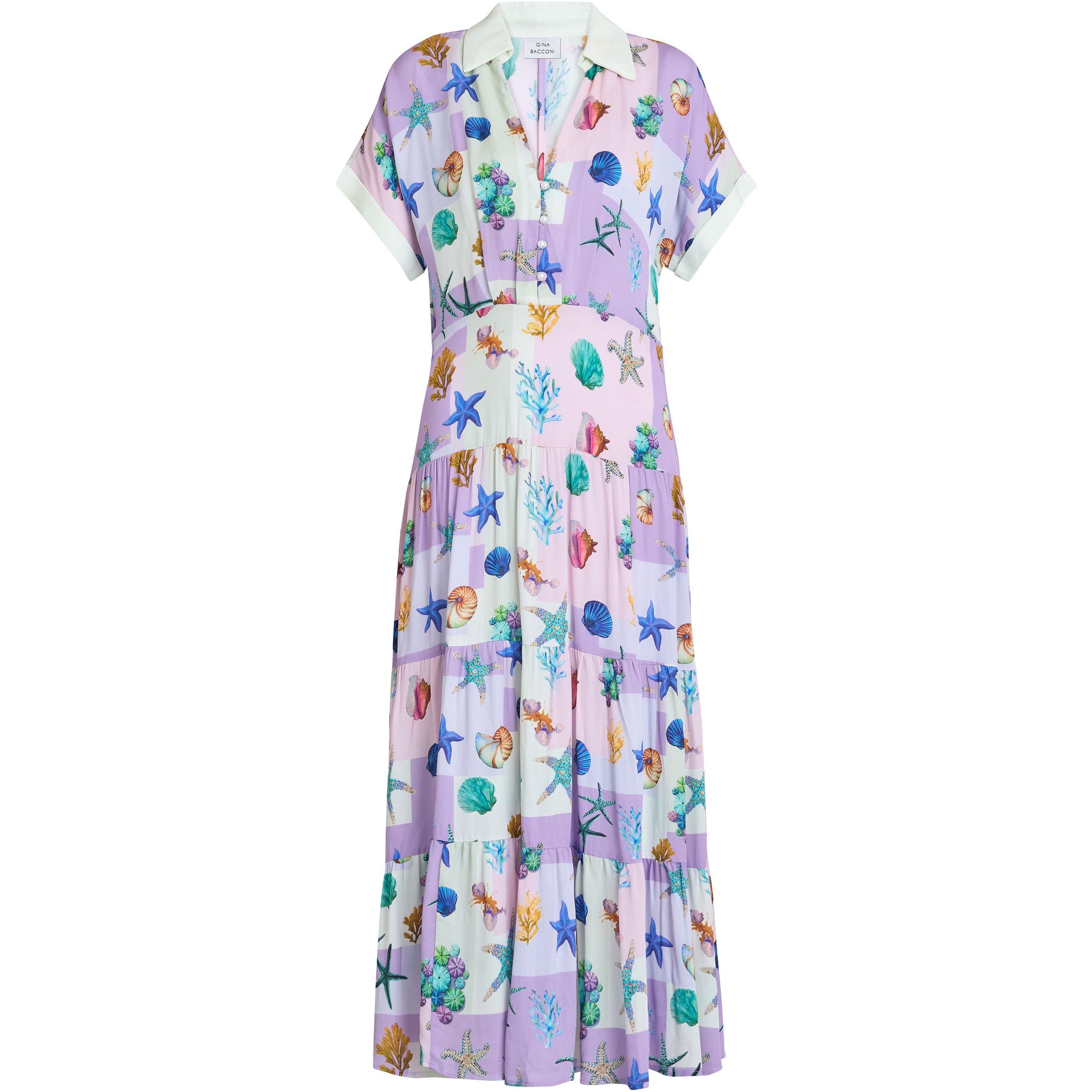 Lilac - Gina Bacconi - Liv Seashell Print Shirt Dress - 3