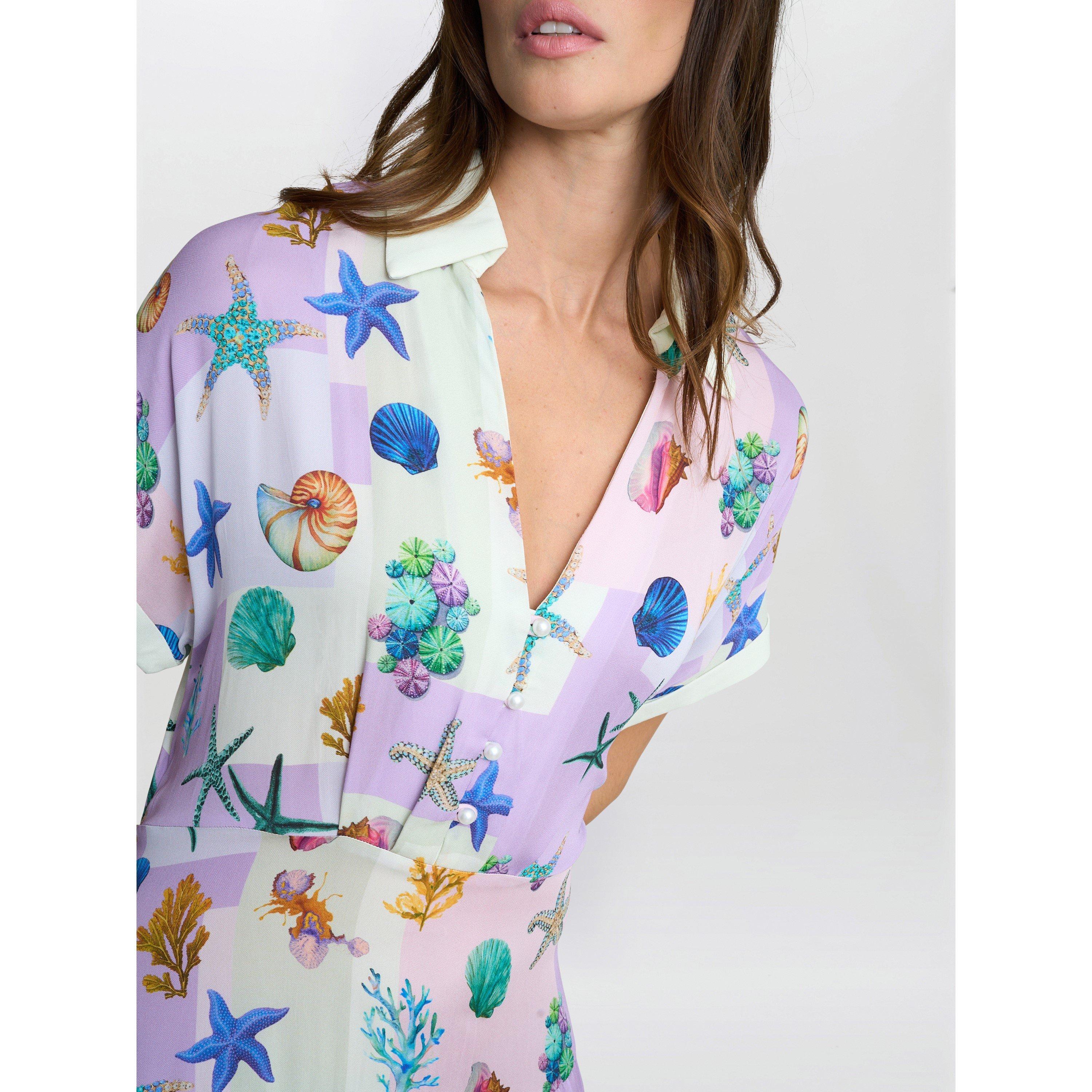 Lilac - Gina Bacconi - Liv Seashell Print Shirt Dress - 4