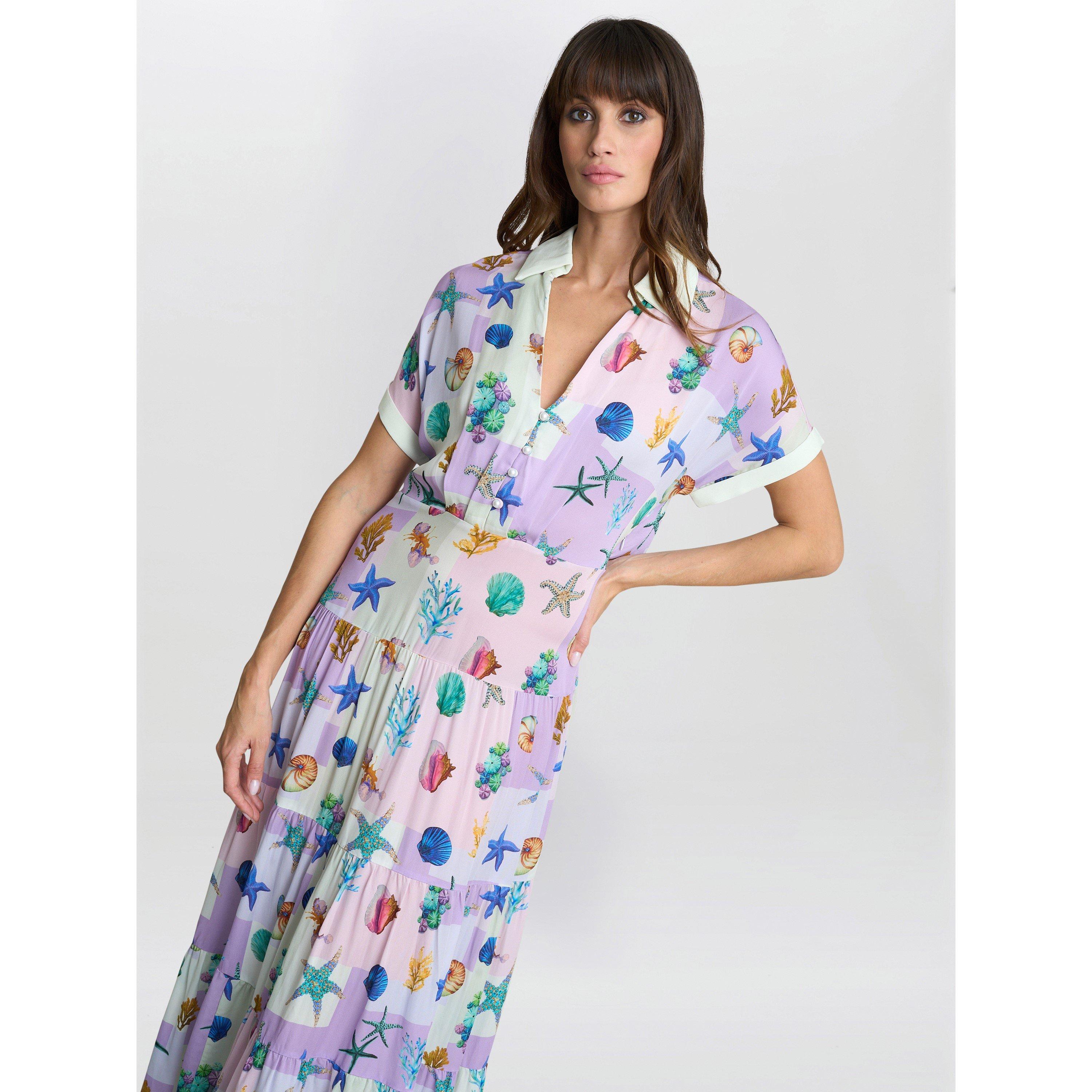 Lilac - Gina Bacconi - Liv Seashell Print Shirt Dress - 5
