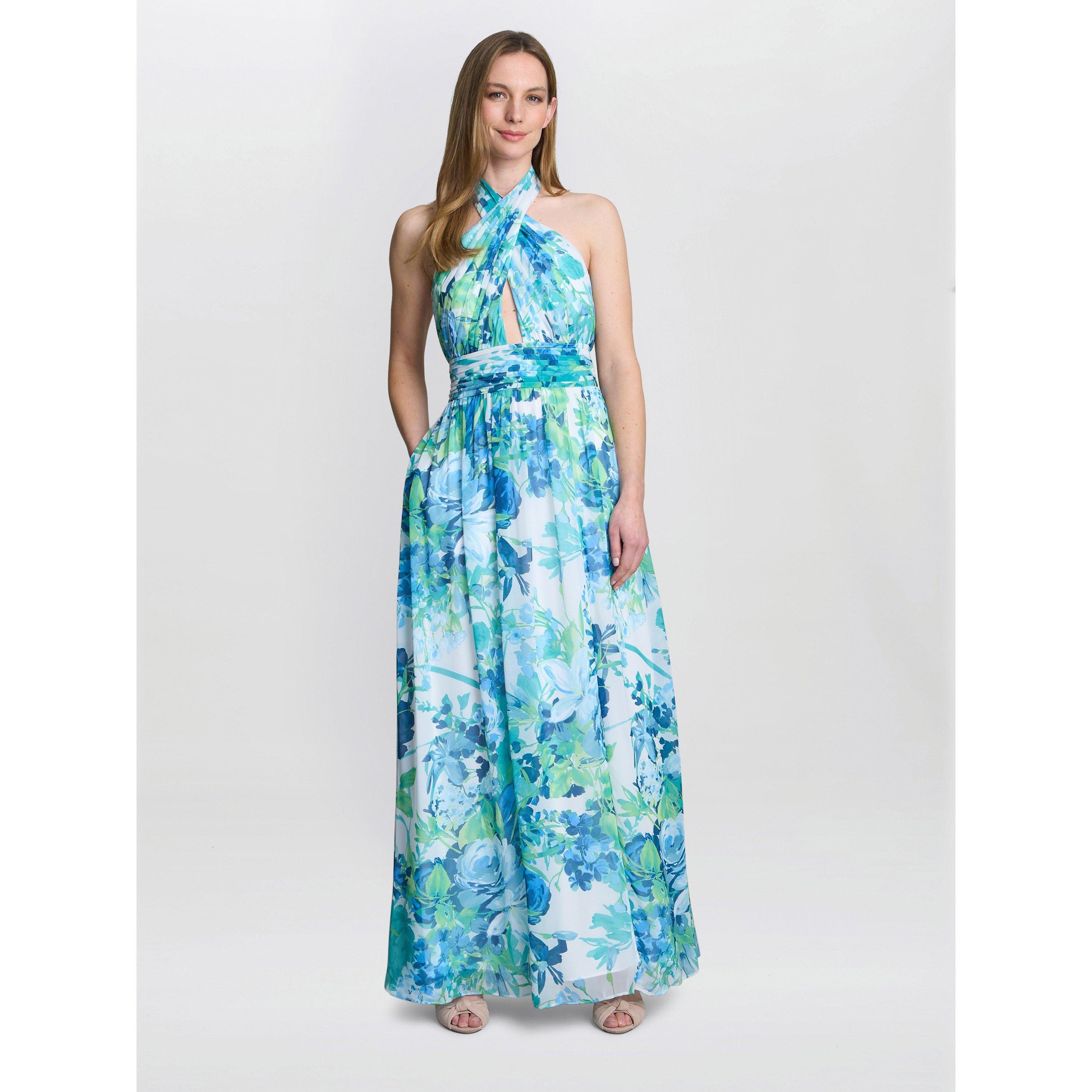 Multi - Gina Bacconi - Women's Pam Halterneck Fit and Flare Dress - 3