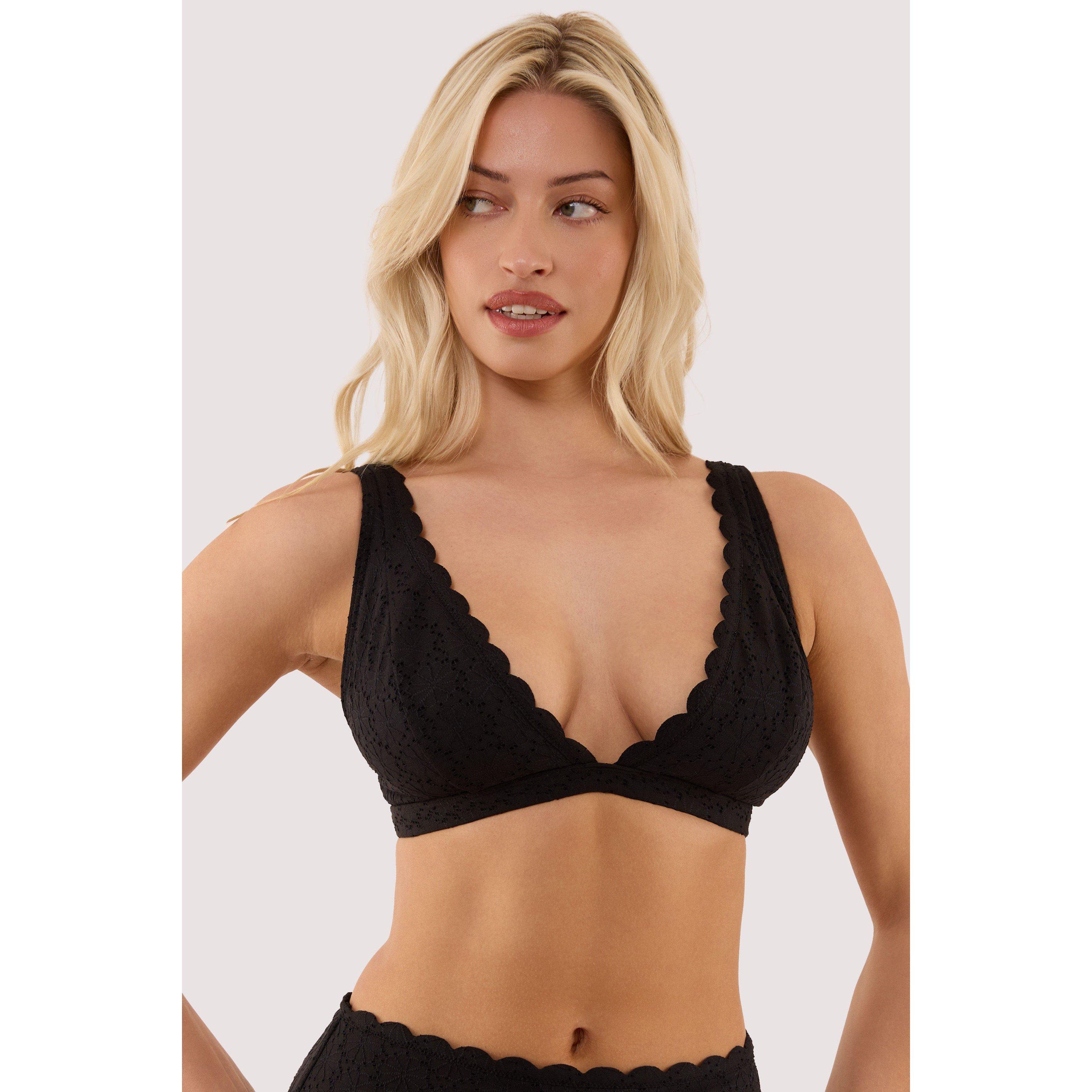 Black - Peek and Beau - Nikki Black Broderie Scallop High Apex Bikini Top - 1