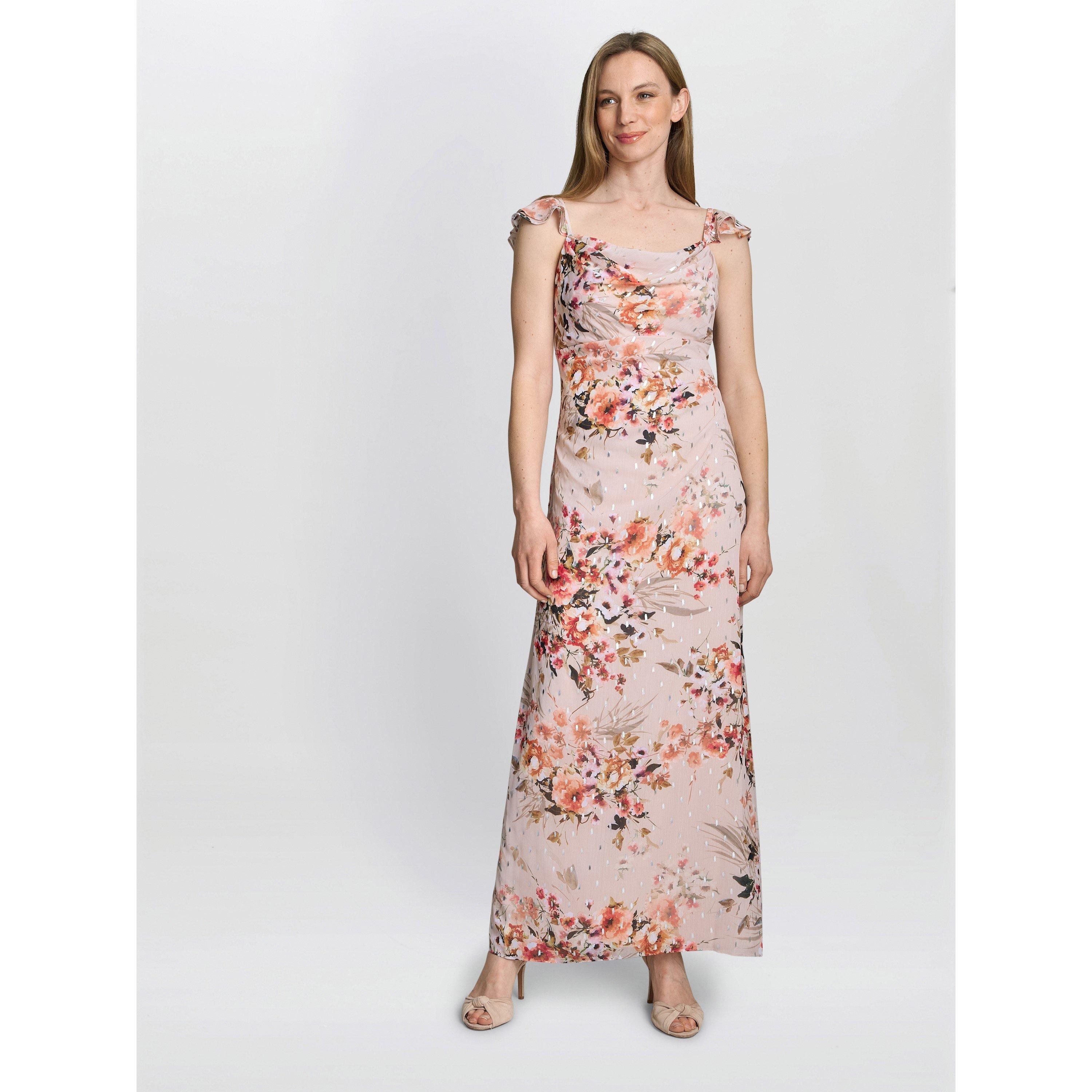 Champagne - Gina Bacconi - Serenity Floral Chiffon Maxi Dress - 1
