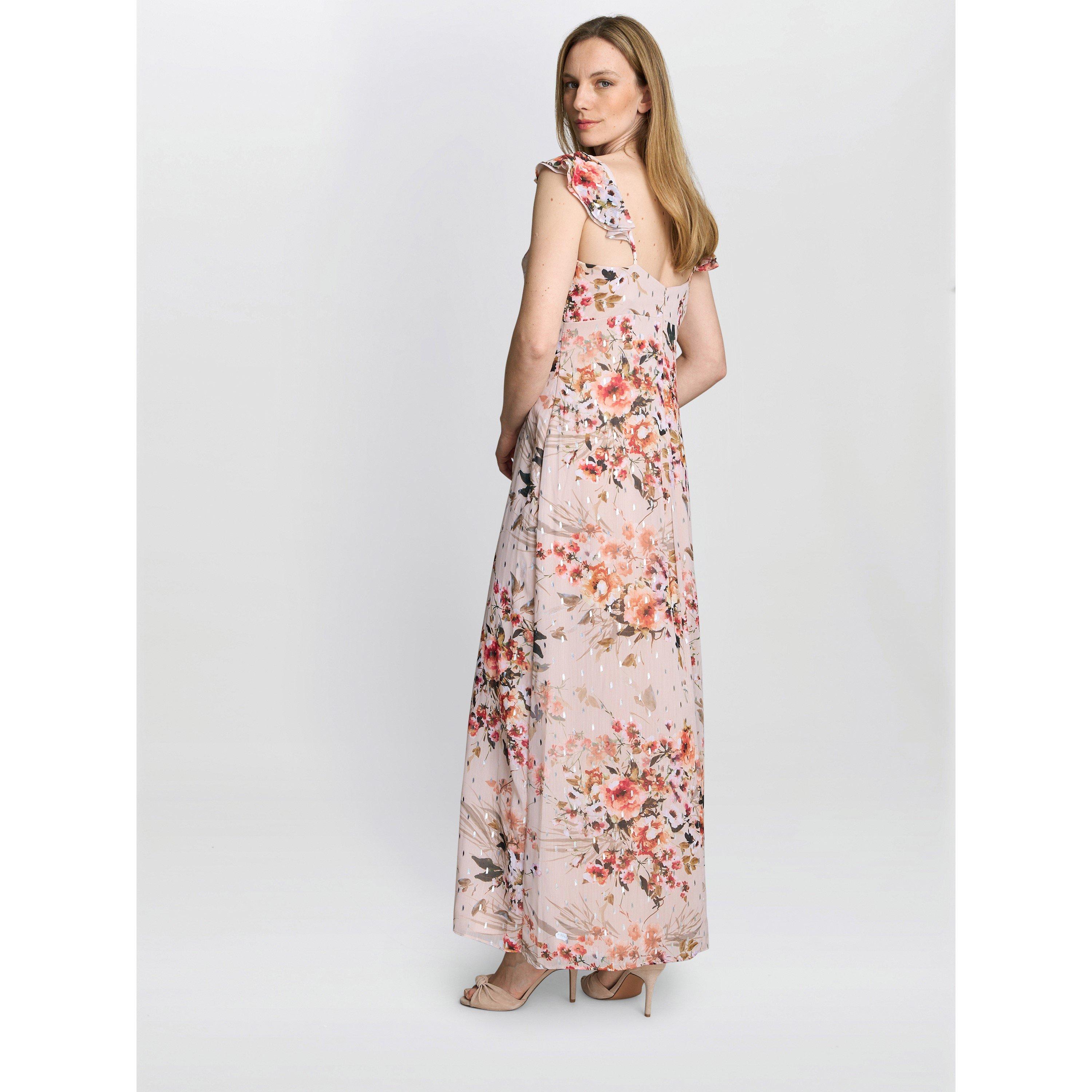 Champagne - Gina Bacconi - Serenity Floral Chiffon Maxi Dress - 2
