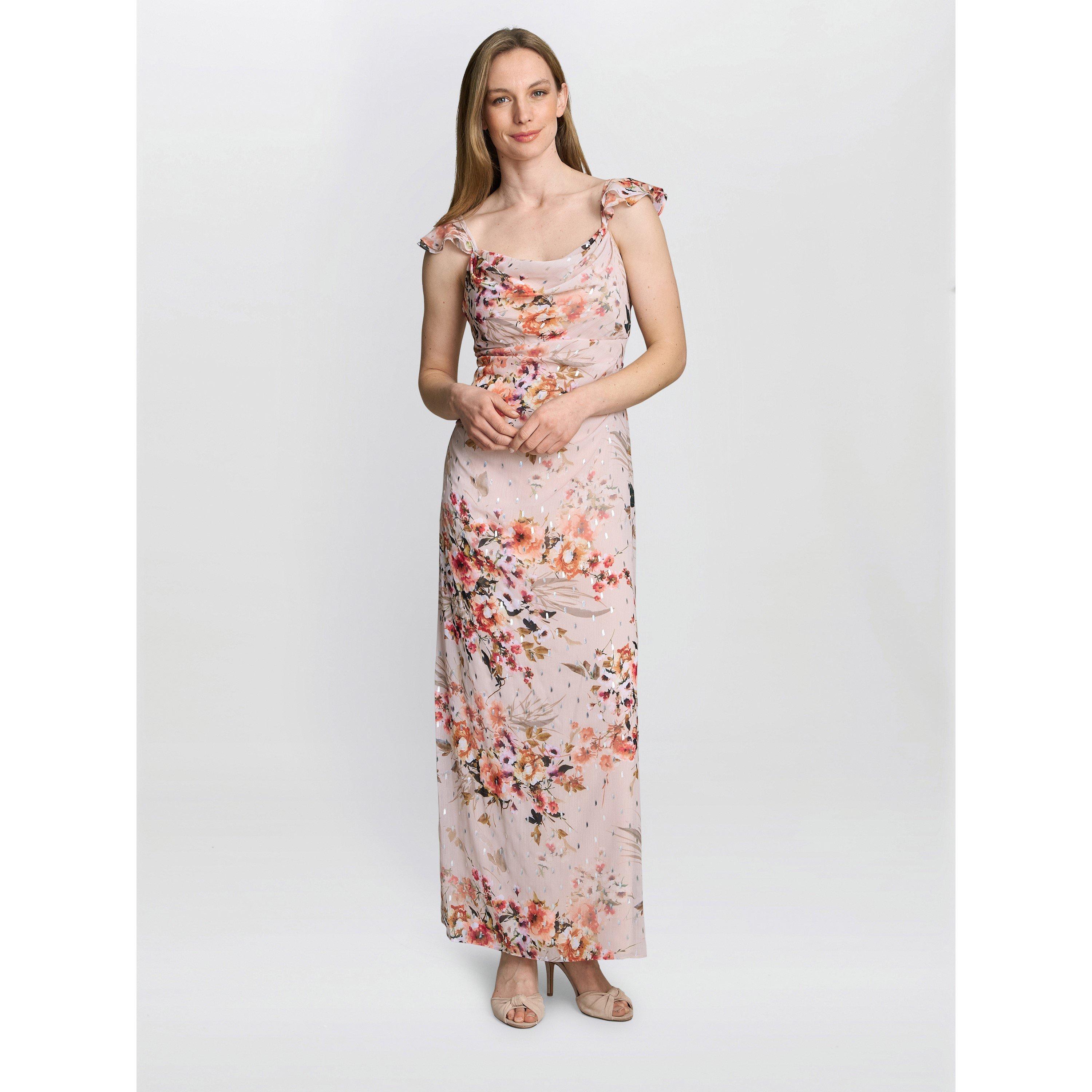 Champagne - Gina Bacconi - Serenity Floral Chiffon Maxi Dress - 3