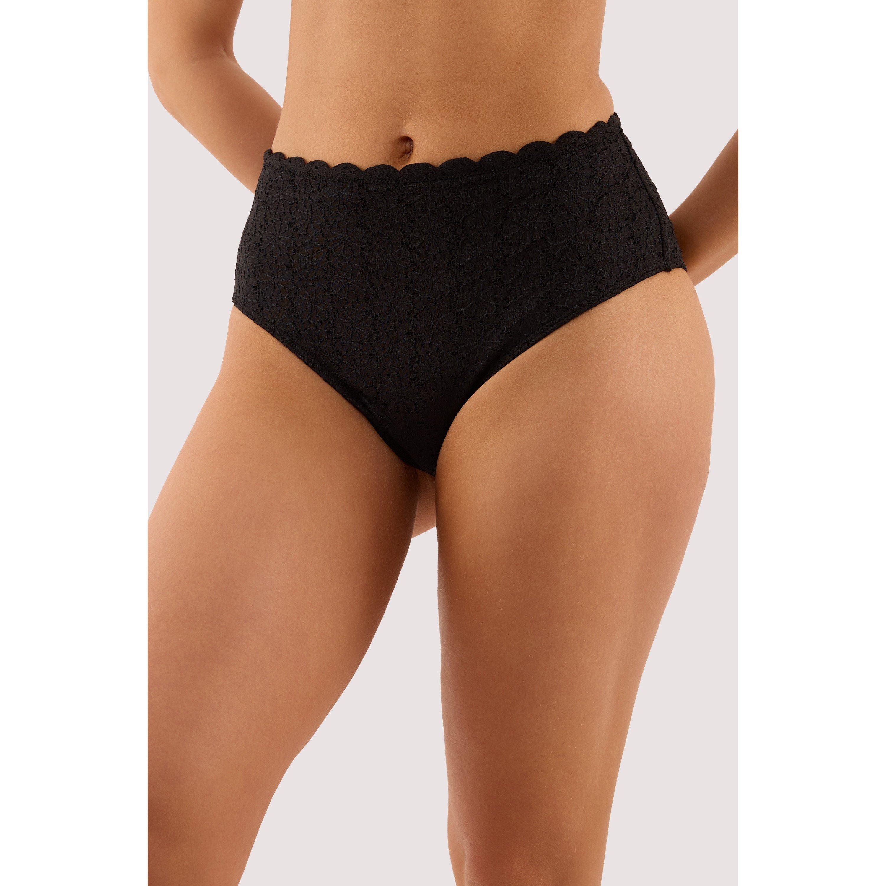 Black - Peek and Beau - Nikki Black Broderie Scallop High Waist Bikini Bri - 1
