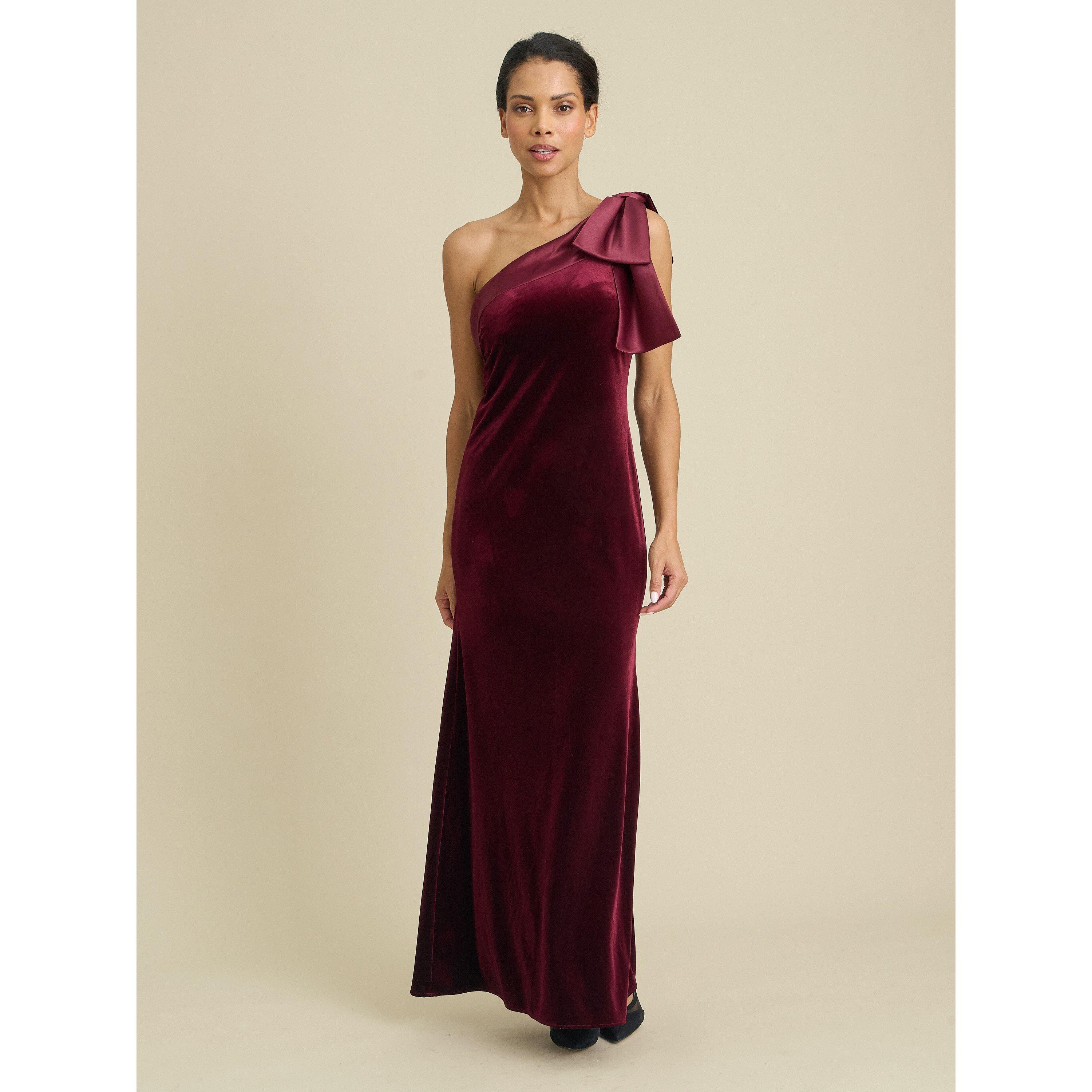 Burgundy - Gina Bacconi - Angela One Shoulder Maxi Dress - 1