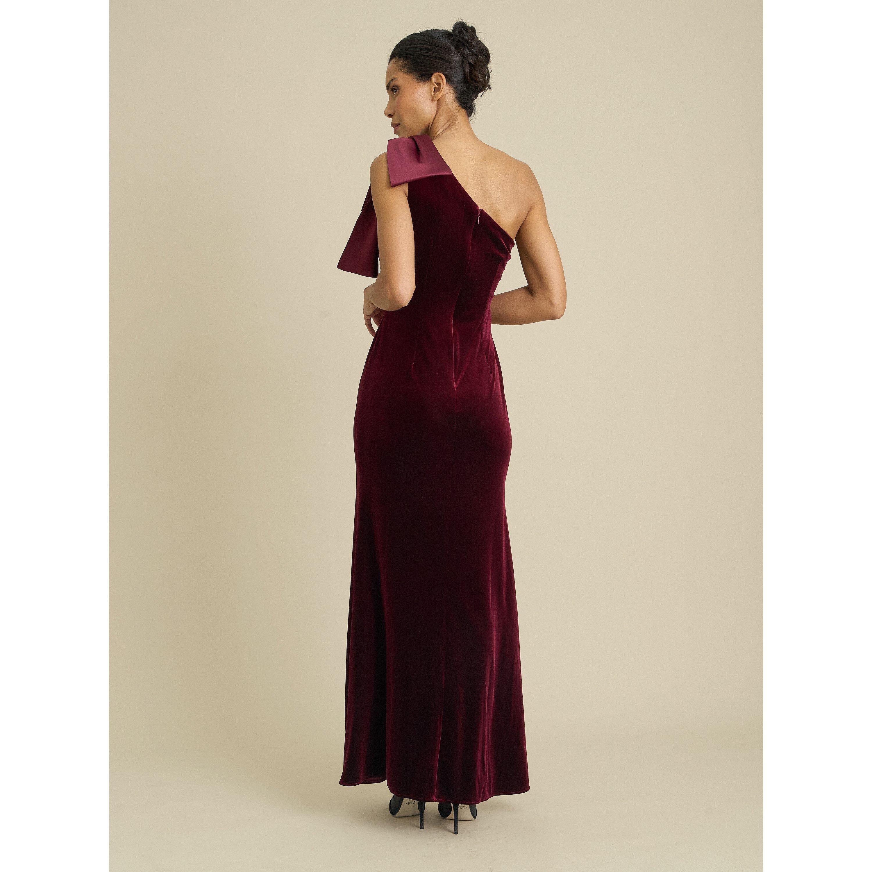 Burgundy - Gina Bacconi - Angela One Shoulder Maxi Dress - 2
