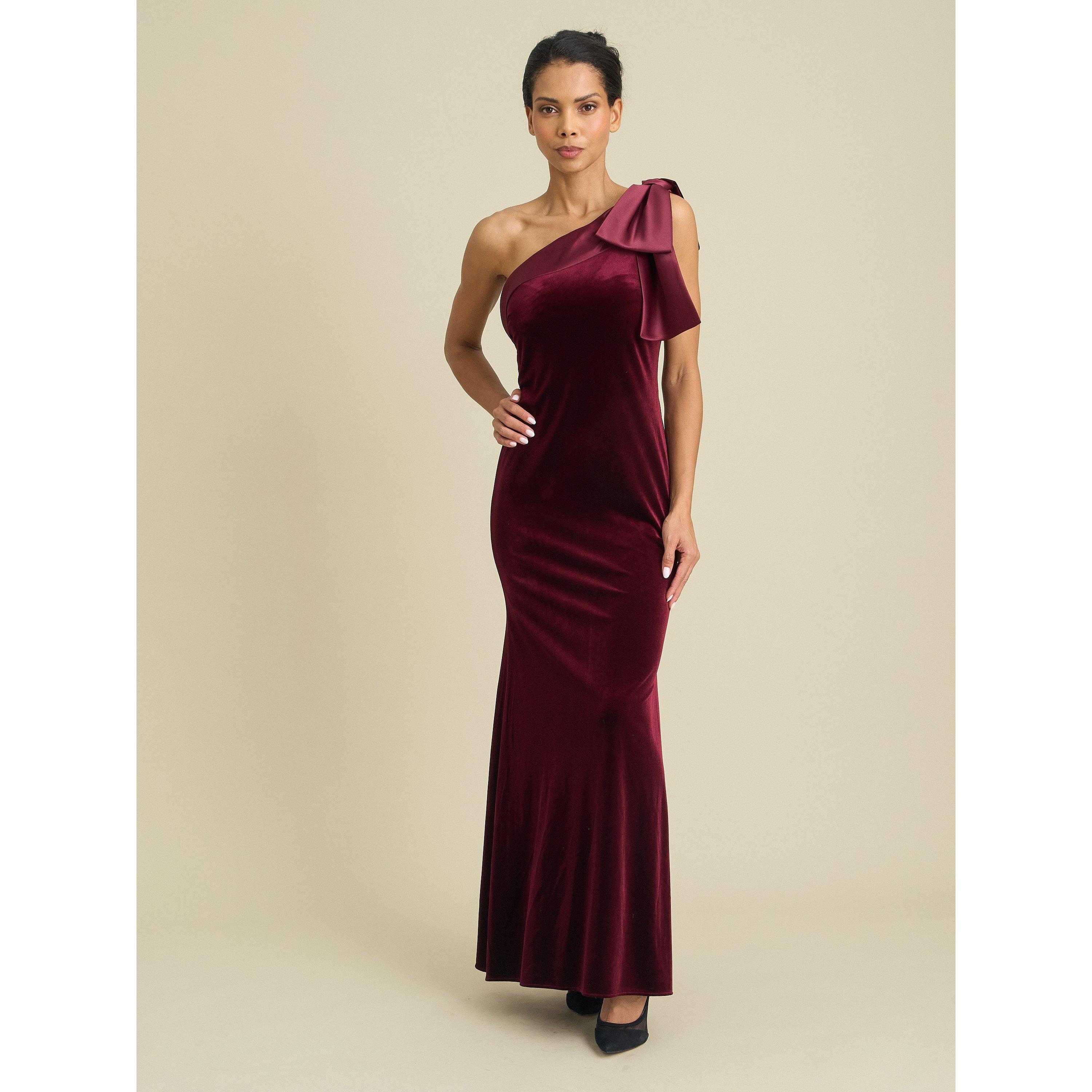 Burgundy - Gina Bacconi - Angela One Shoulder Maxi Dress - 3
