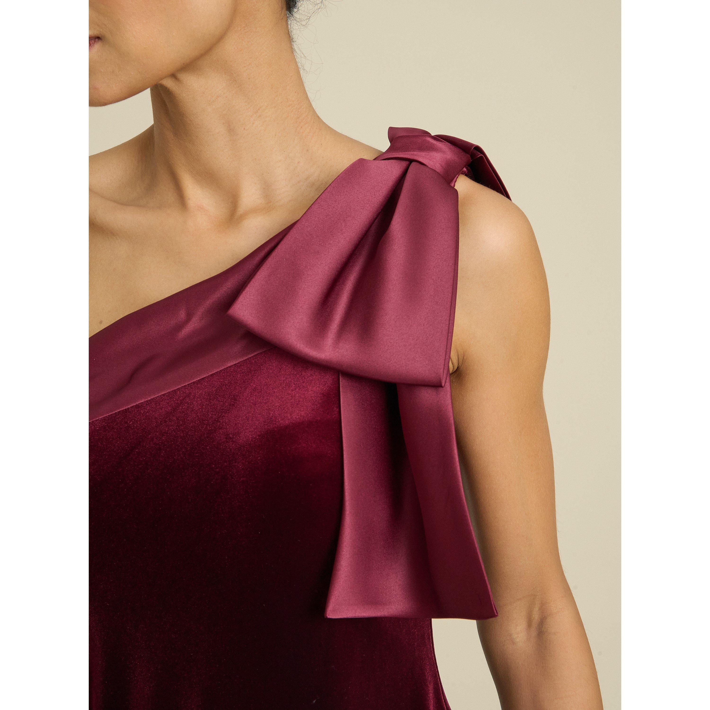 Burgundy - Gina Bacconi - Angela One Shoulder Maxi Dress - 4