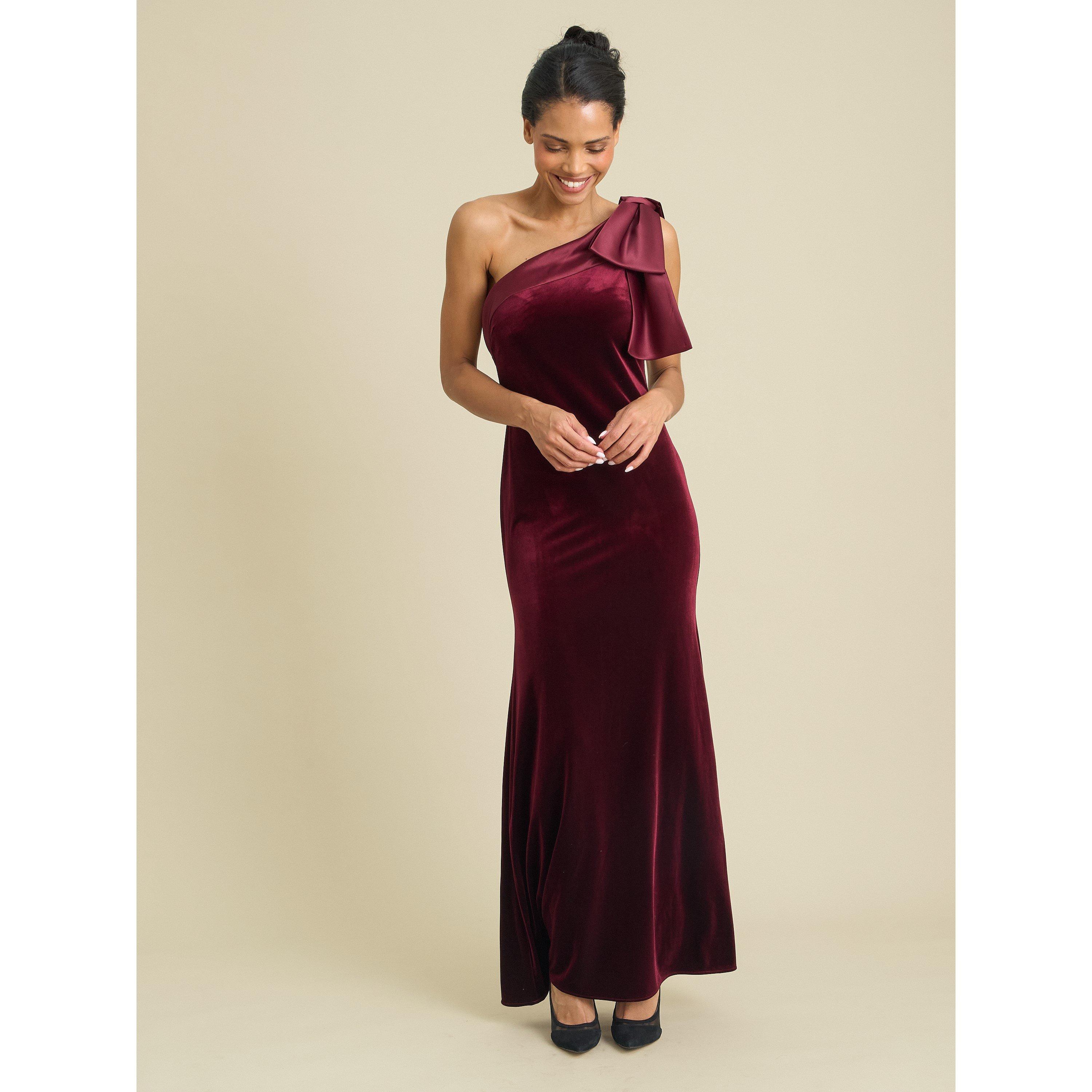 Burgundy - Gina Bacconi - Angela One Shoulder Maxi Dress - 5