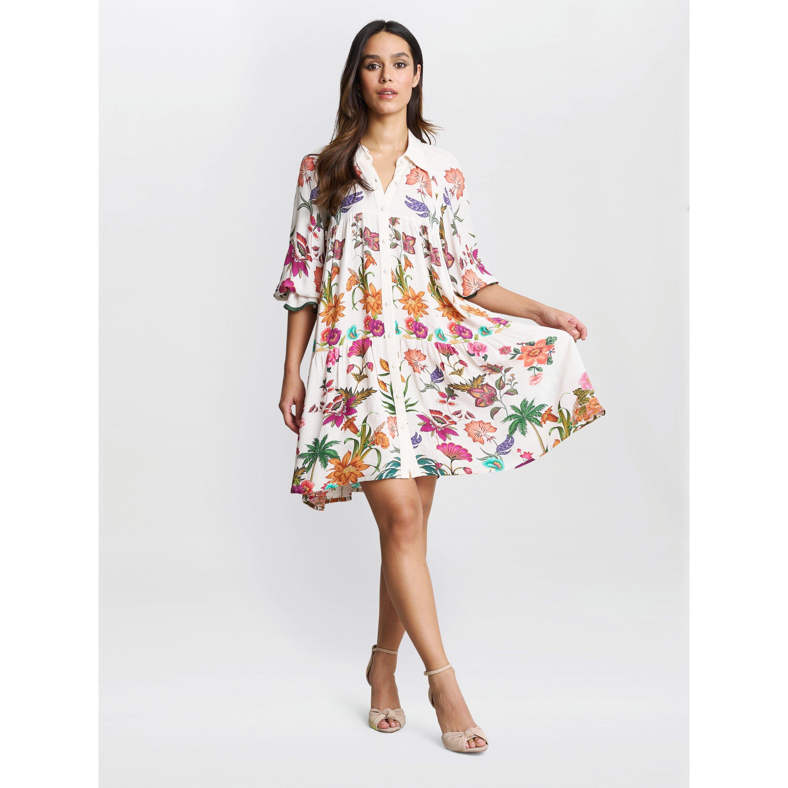 Multi - Gina Bacconi - Mia Short Floral Shirt Dress - 1