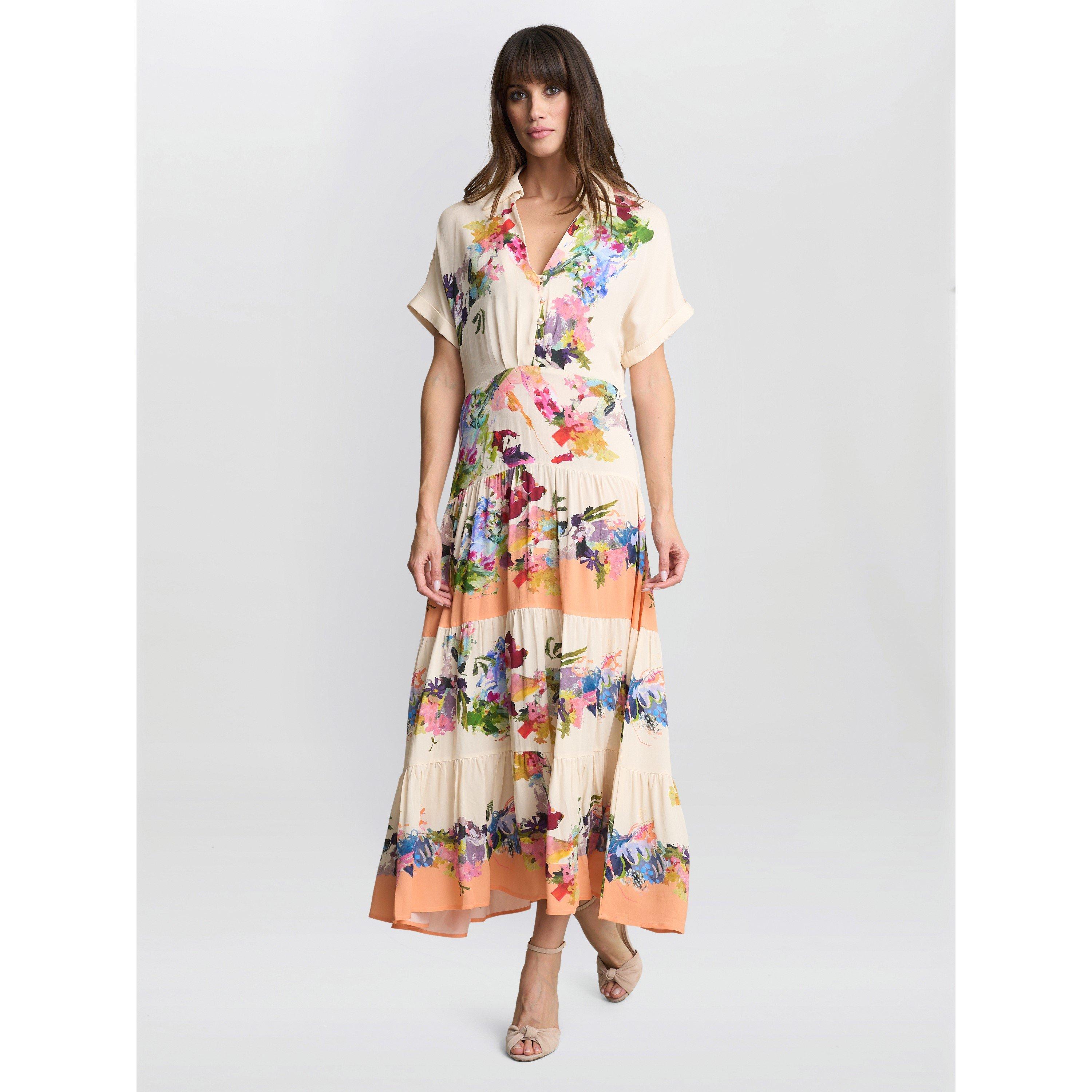 Gina Bacconi Women's Sarah Floral Shift Dress - Orange - M