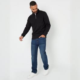 Threadbare Pique Quarter Zip Funnel Neck Sweatshirt