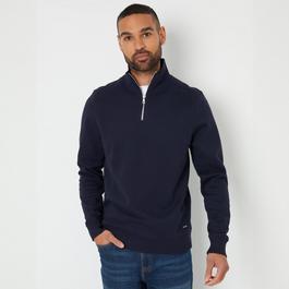 Threadbare Pique Quarter Zip Funnel Neck Sweatshirt