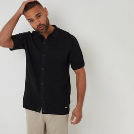 Threadbare Textured Button Through Knitted Shirt