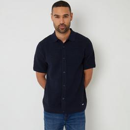 Threadbare Textured Button Through Knitted Shirt