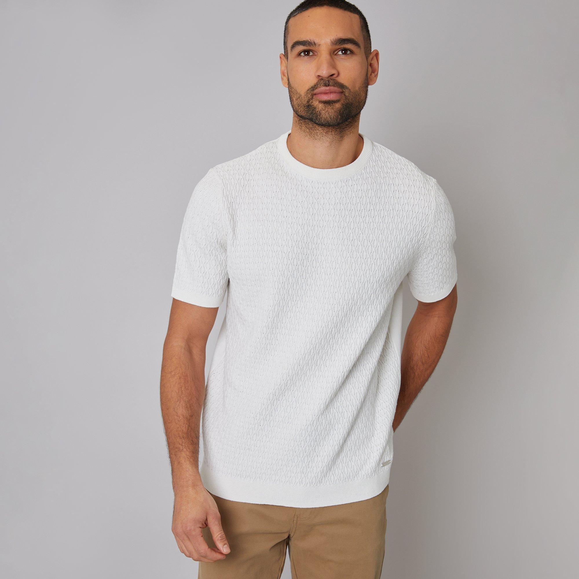 Natural - Threadbare - Mini Cable Design Knitted T-Shirt - 1