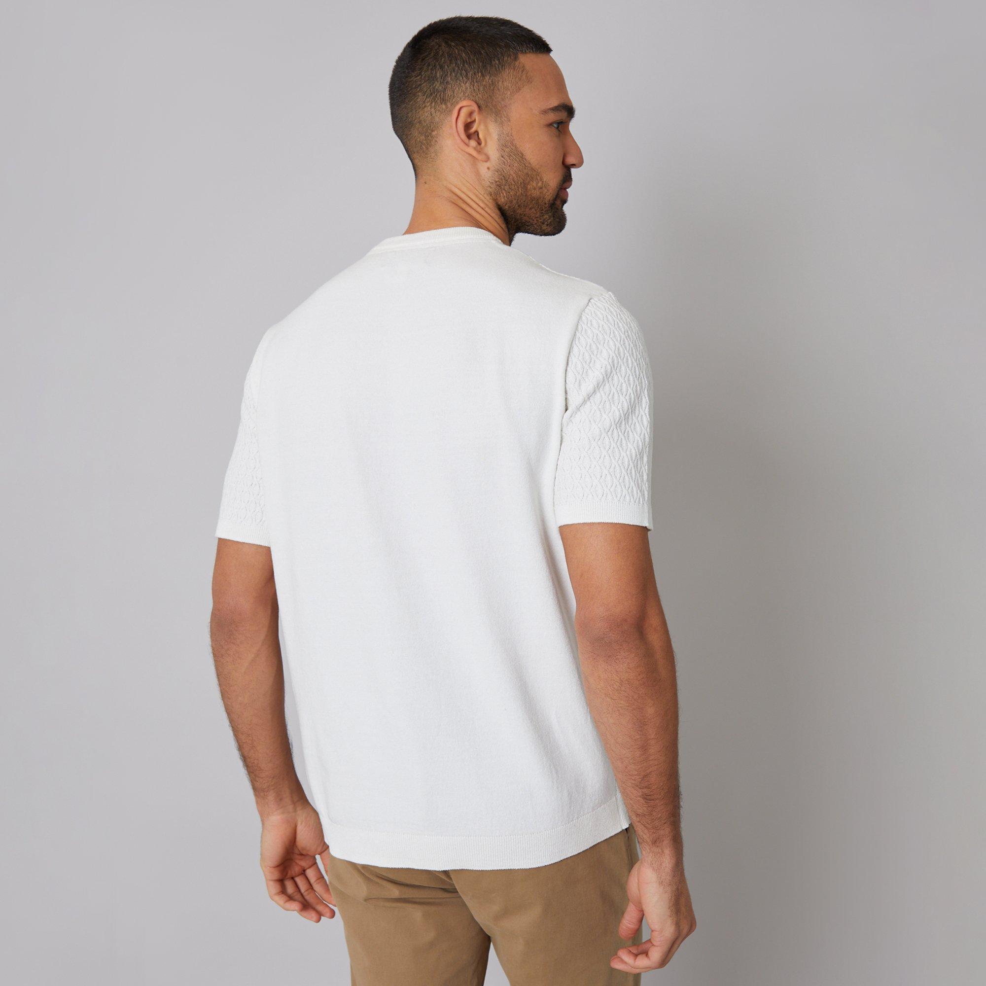 Natural - Threadbare - Mini Cable Design Knitted T-Shirt - 2