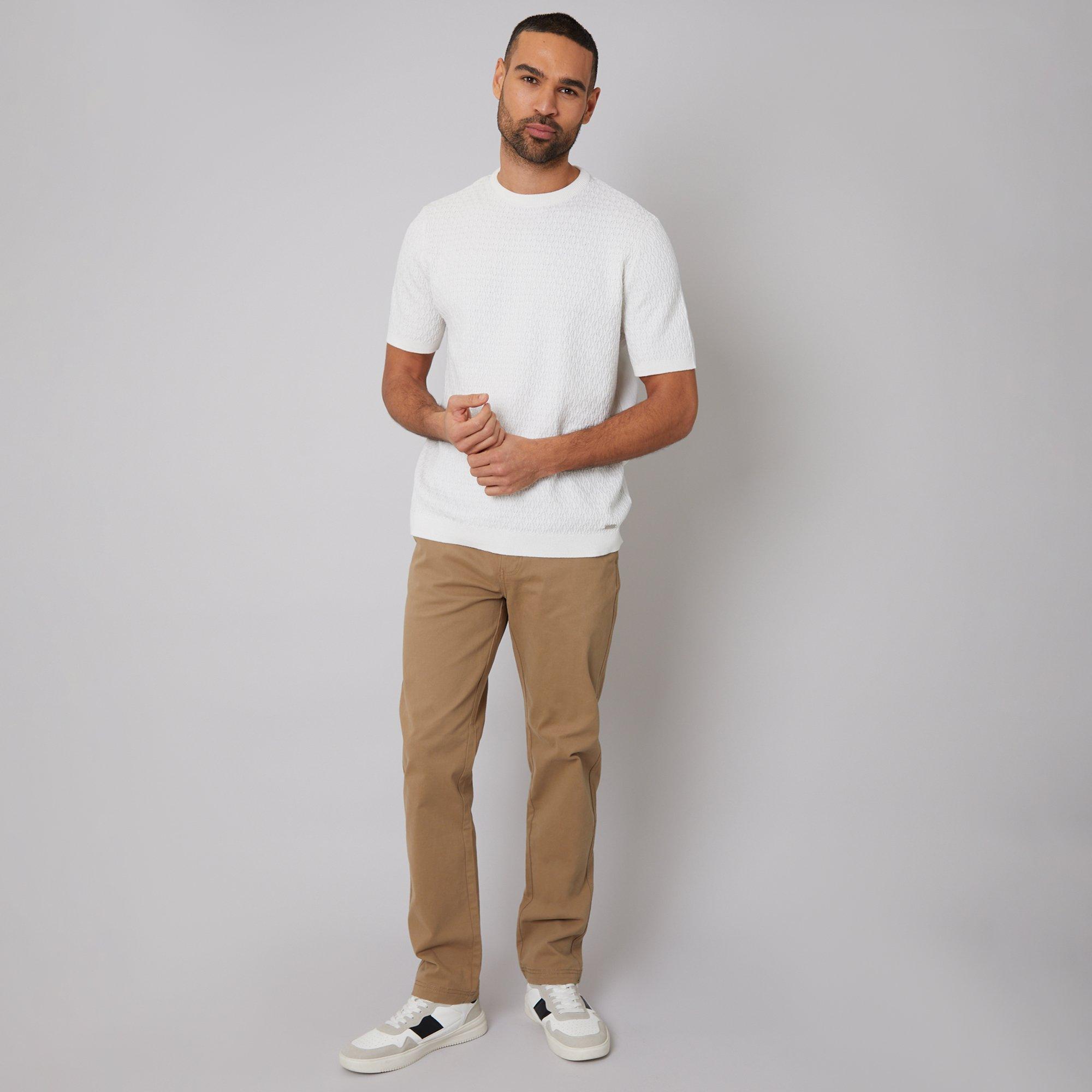 Natural - Threadbare - Mini Cable Design Knitted T-Shirt - 3