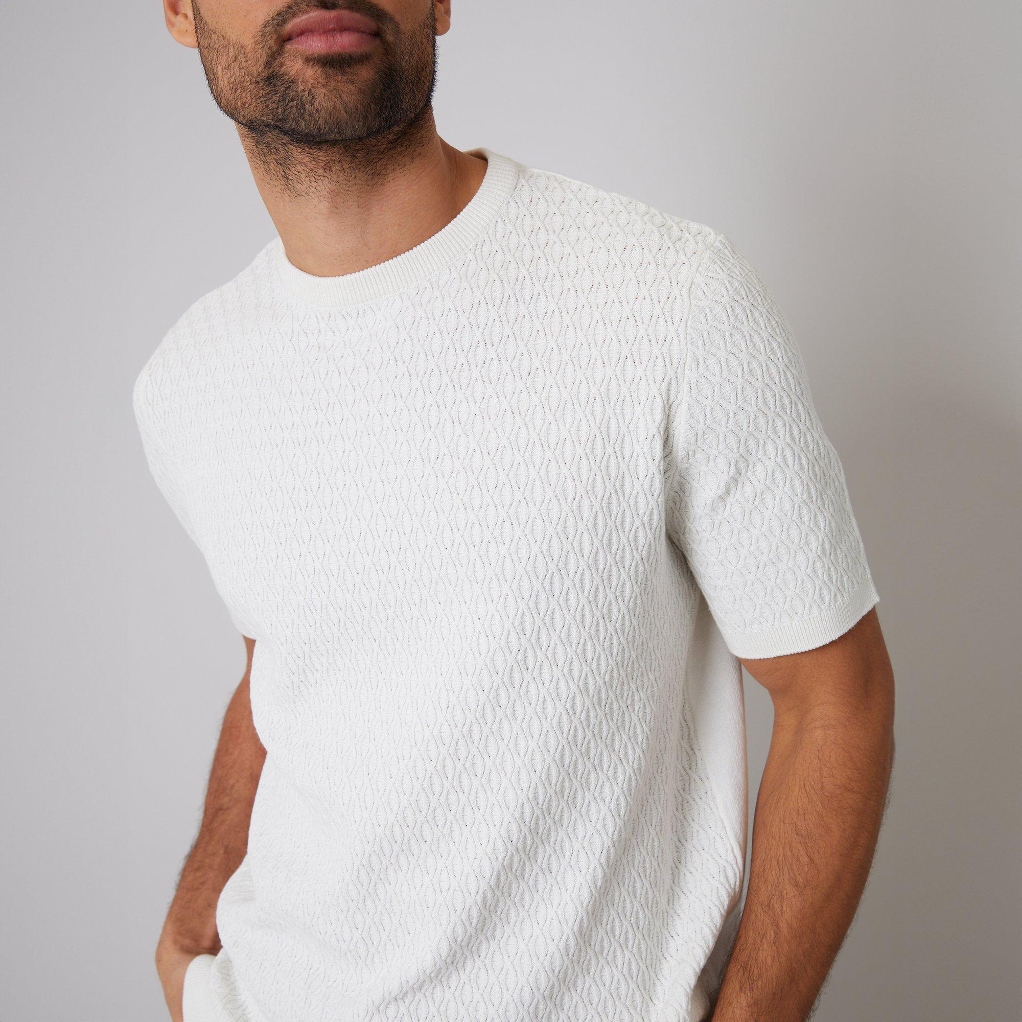 Natural - Threadbare - Mini Cable Design Knitted T-Shirt - 4