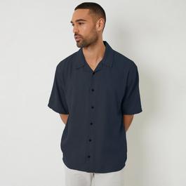 Threadbare Kylian Linen Blend Revere Collar Short Sleeve Sh