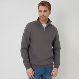 Threadbare Jacquard Textured Quarter Zip Sweatshirt