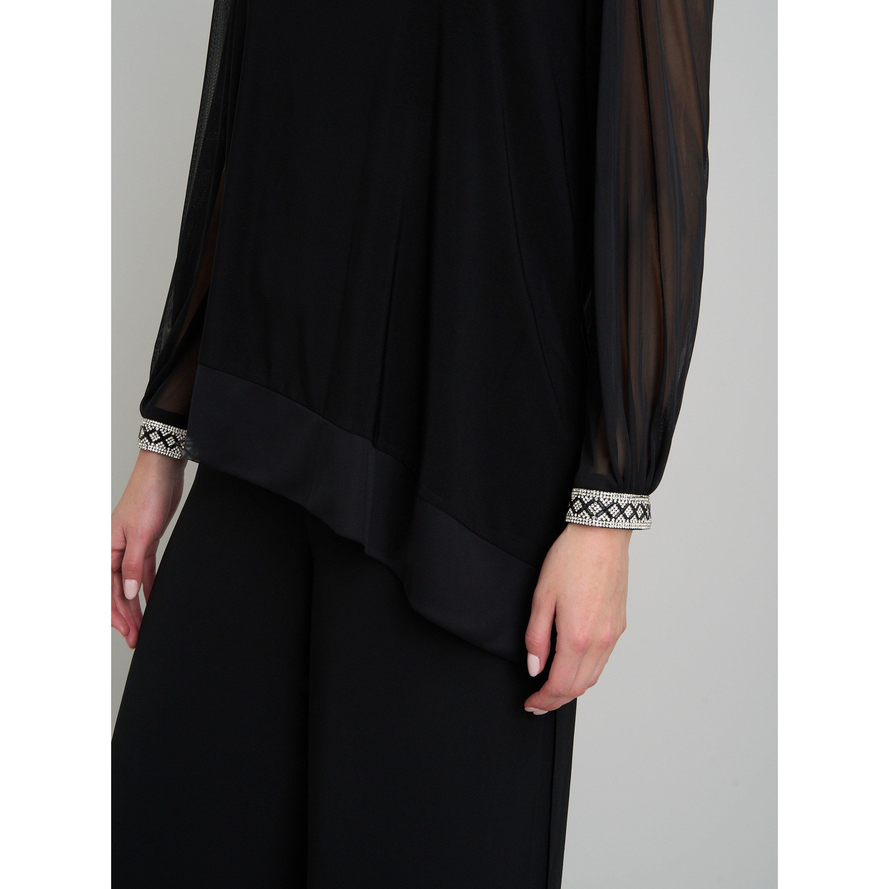 Black - Gina Bacconi - Jillian Sheer Sleeve Blouse - 4
